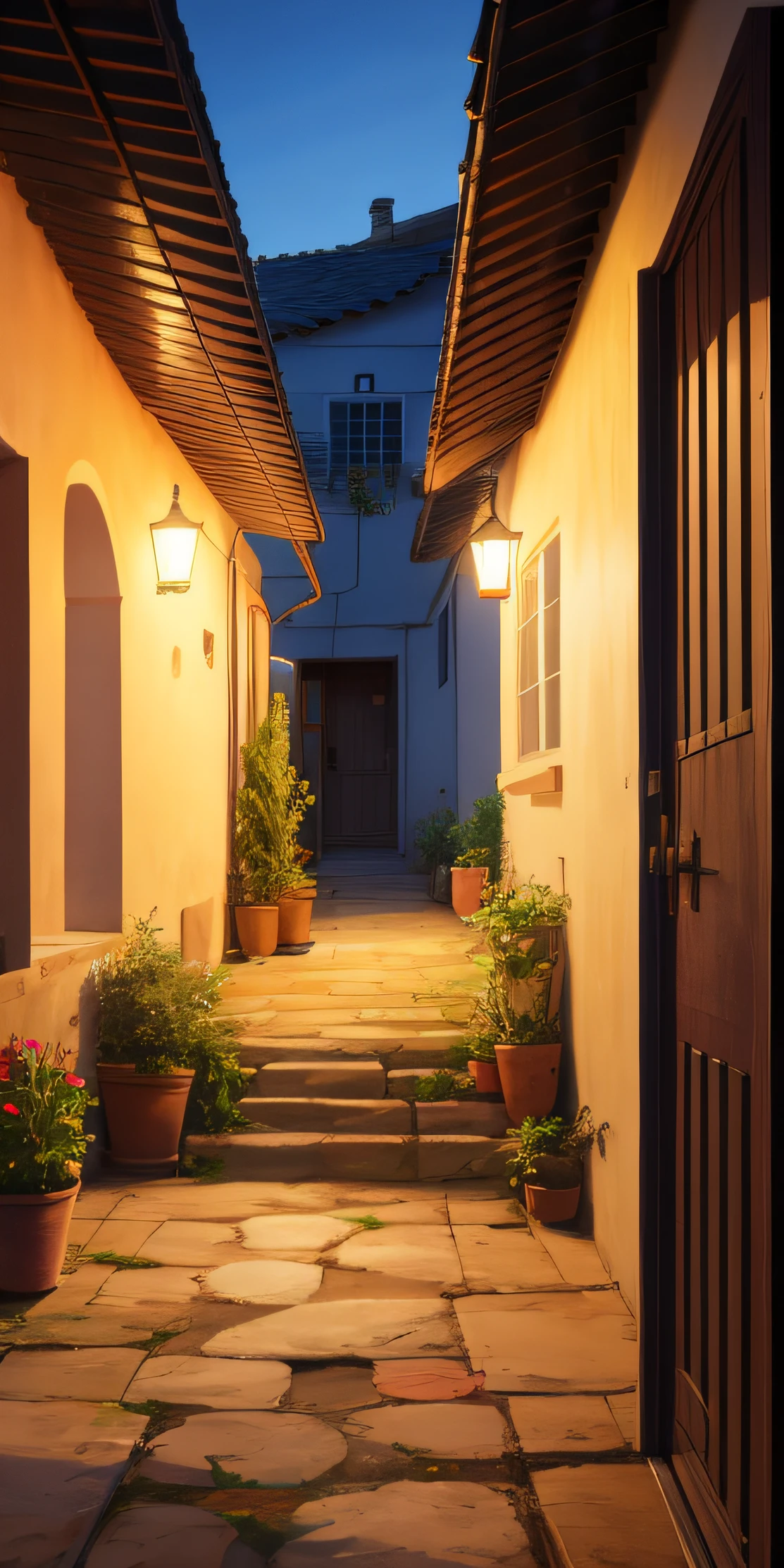 Evening in the courtyard of a poor farmer's house