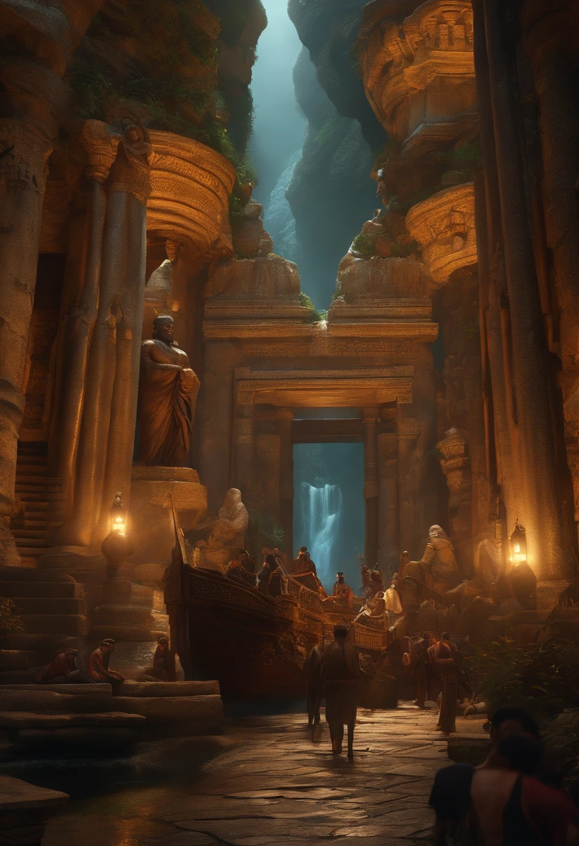 (Ultra photo realsisim, Intricate, epic cinematic scenery), (Mind Destroyers search for the legendary Lost City, full bodyesbian) (In the bustling port), (Intricate, A lot of small details, Amazing lighting, stunning environment), (Colorful, Ultra photo realsisim, High quality, Highly detailed, Sharp focus, 8K  UHD, ultra-realistic realism), crowd of people