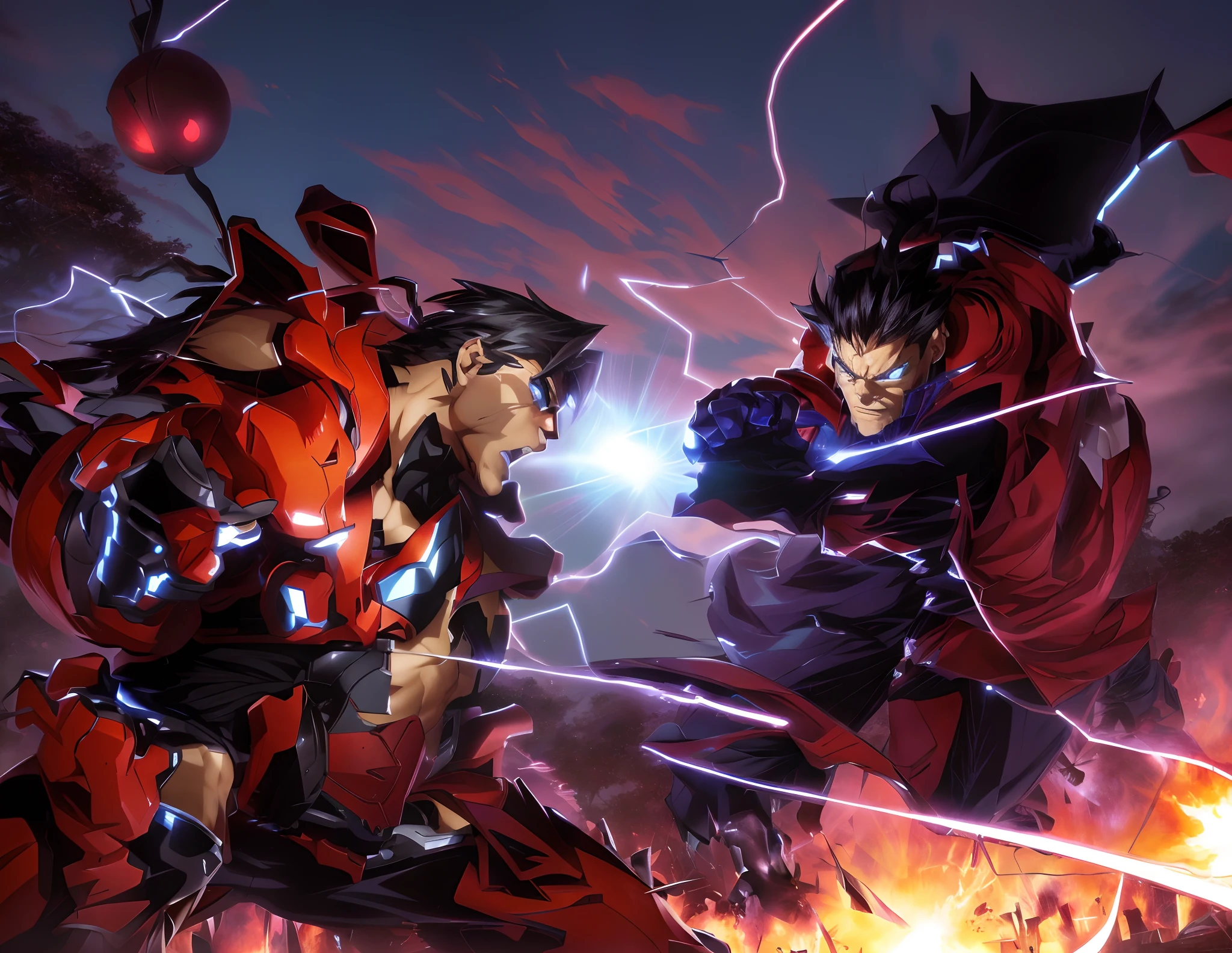 personagens de anime lutando uns com os outros em um campo, Joe Madureira, simetria!! Retrato de Akuma, imagem do avatar, 4 k manga wallpaper, Lutador de rua, Lutador de Rua IV, Hadouken, jogo de luta, Genzoman, Akehiko Inoue e Ross Tran, Luta de anime, Jake Parker, badass anime 8 k, Papel de parede - 1 0 2 4