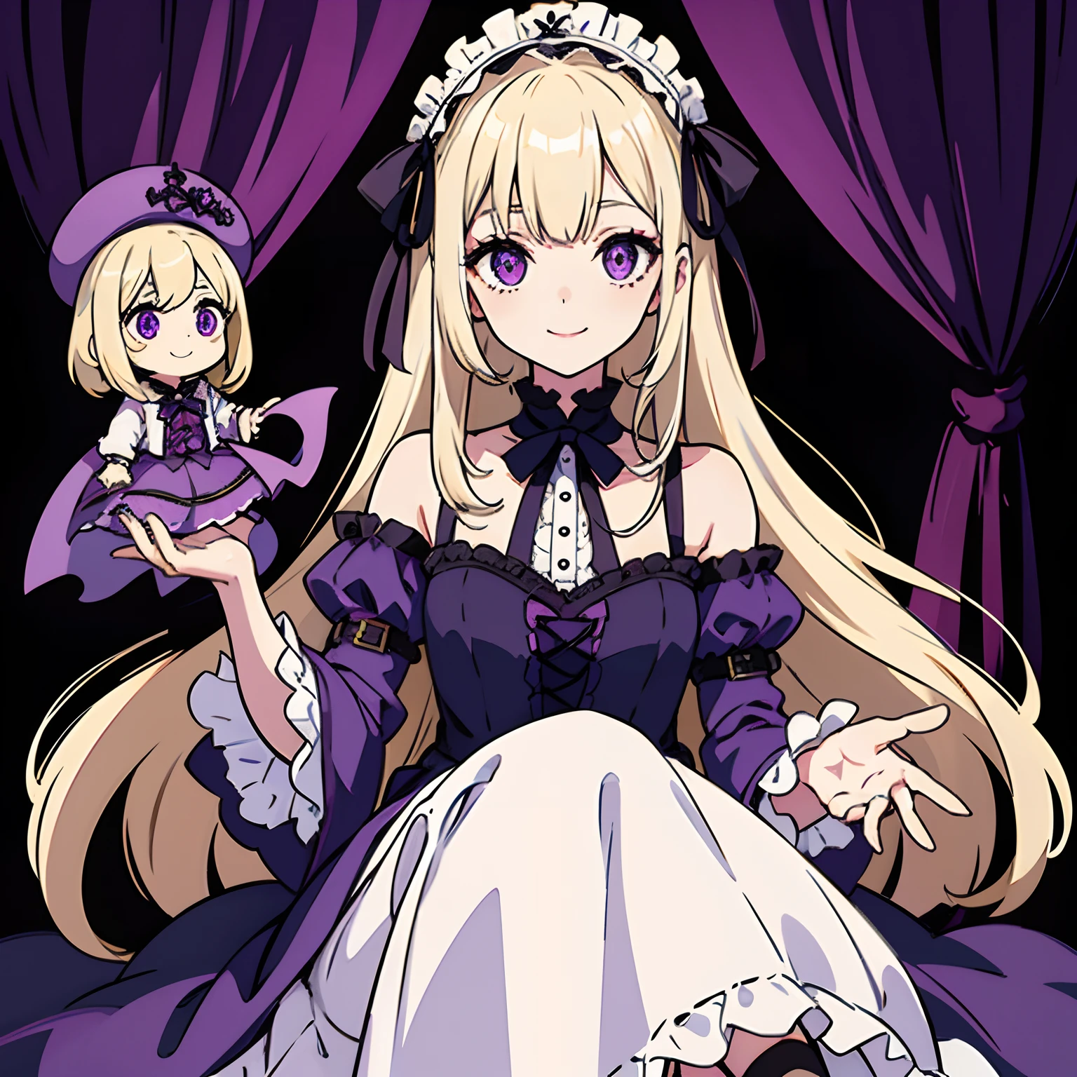 Cute s、long、Smile、pale blond hair、Purple Eye、Lolita、gotik、The Darkness、Illness