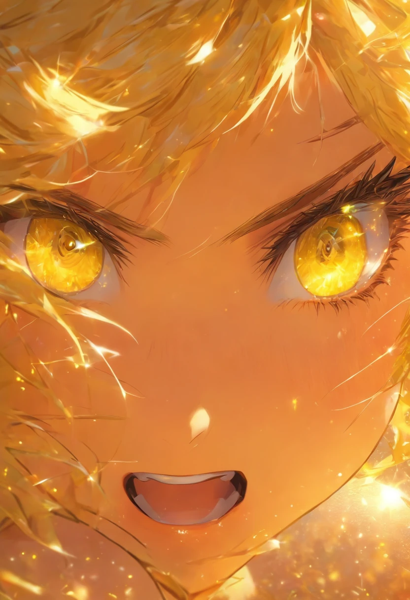 (masterpiece, best quality), intricate details, 1girl, yellow hair, yellow eyes, mascara, bare shoulders,