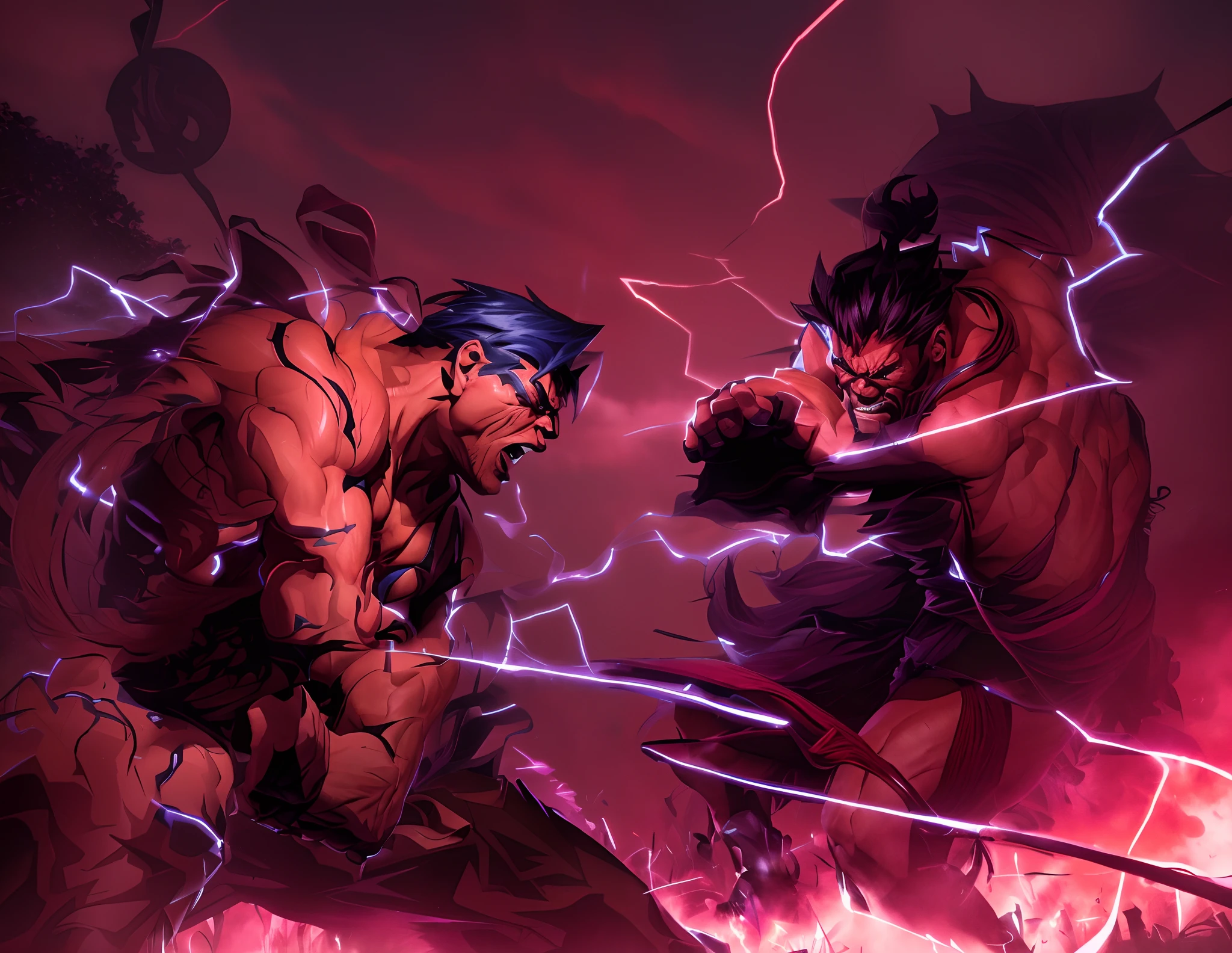 Luta de Ryu contra Akuma, ambos personagens do jogo street figther