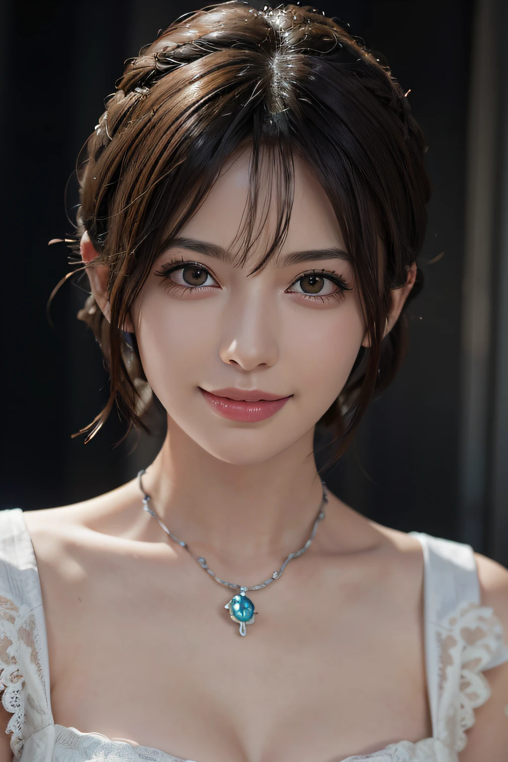 Masterpiece, best quality, portrait of 1girl, short hair 1.2, medium, white clothes, 8K
