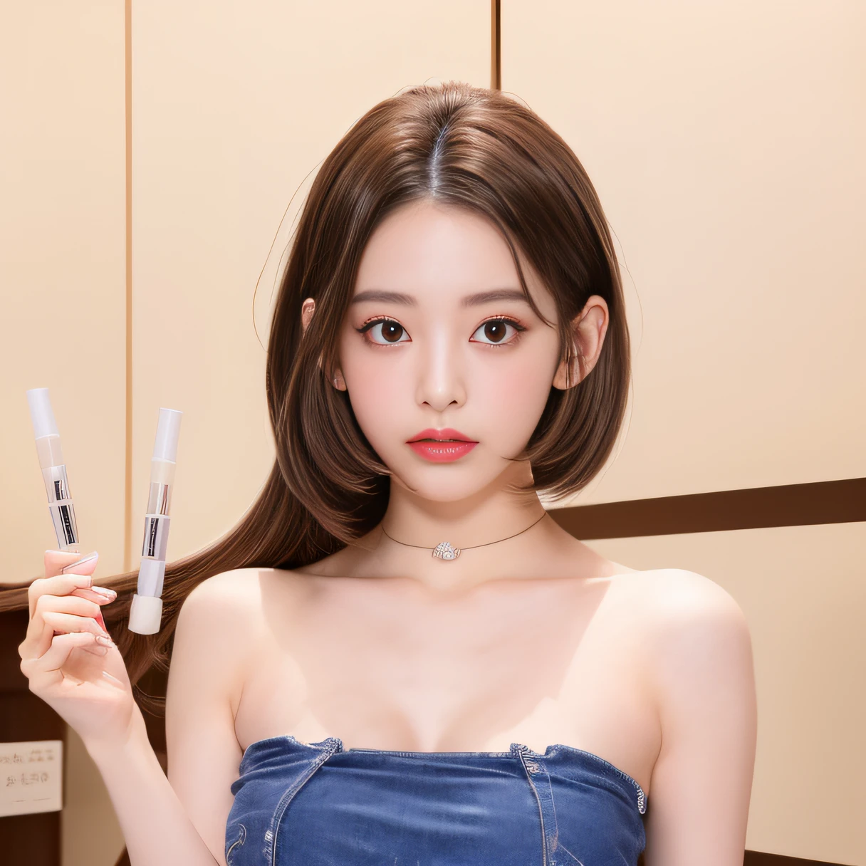 18-year-old white bandeau is plump and good, medium length straight hair, five tubes, delicate
