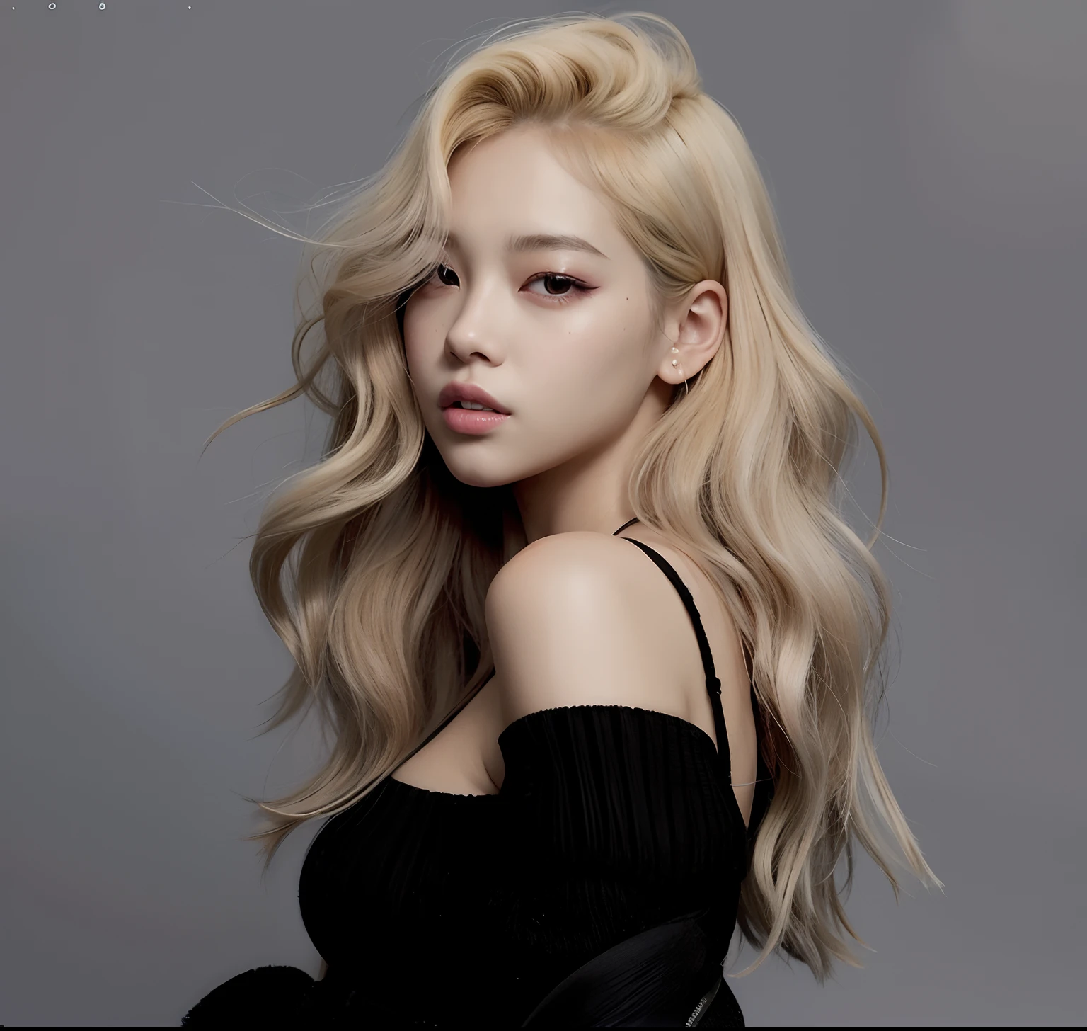 um close up de uma mulher com longos cabelos loiros usando um top preto, Parque Roseanne do Blackpink, jennie rosa preto, Retrato de Jossi de Blackpink, jossi do rosa preto, Portrait of female Korean idol, Lalisa Manobal, Jinyoung Canela, rosa preto, Lalisa Manoban do Blackpink, Retrato Jisoo Blackpink, portrait of kpop idol, Dom Yunjoo