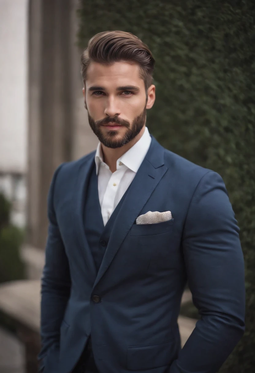 Precioso hombre de traje , Hermosa barba , pelo corto, Hombre sexy ejecutivo, Terno, fondo de oficina, oficina, elegante, rostro detallado, oficina elegante,