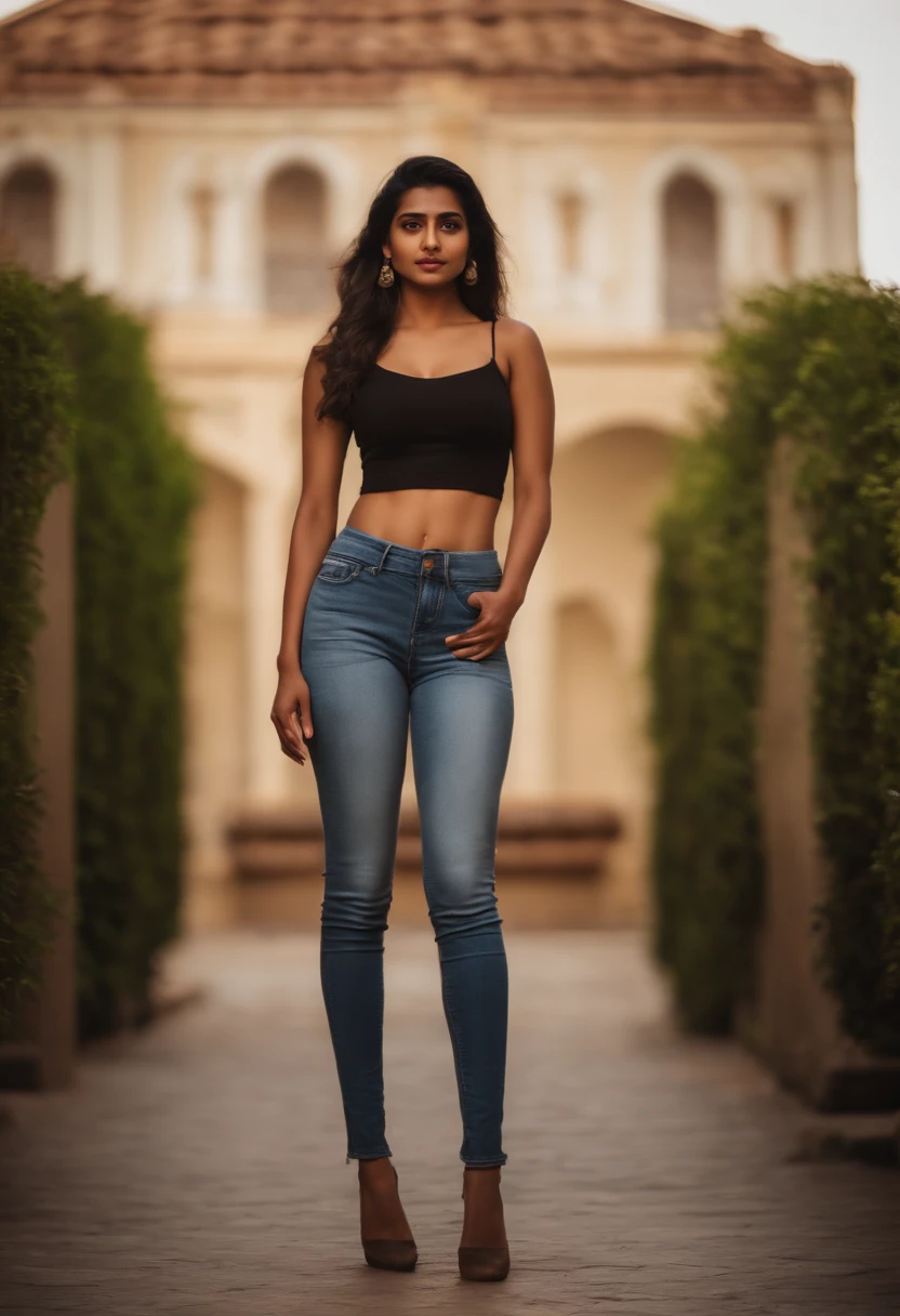 full body, sexy, slim, indian girl, crop top, jeans