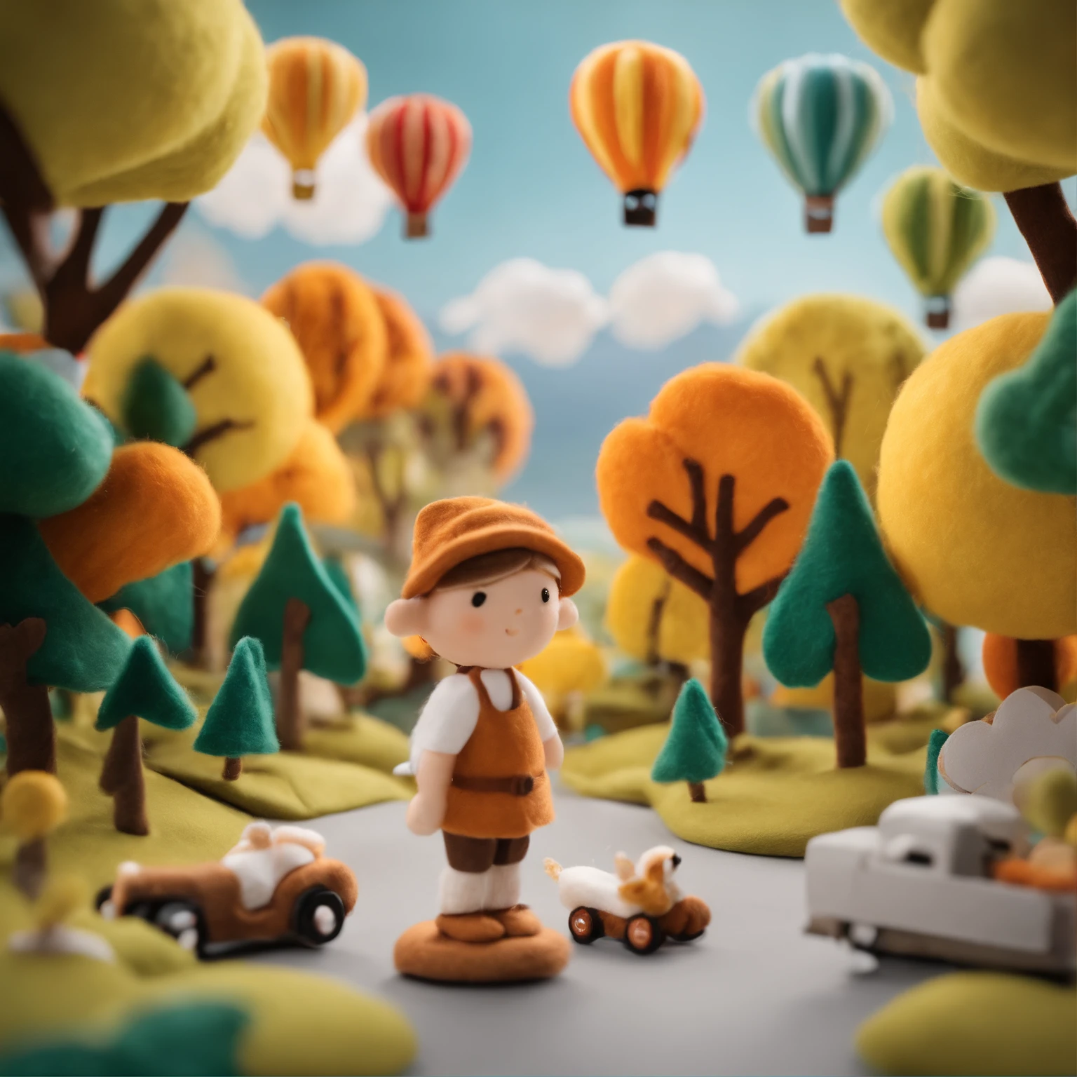 (wool felt,wool knitted fabric,Cute world of cartoons),Planes,clouds,suns,bird's eyes view,mappa,Top-down view,super adorable,masterful lighting,volumetr,Tilt-Shift,80mm lens,largeaperture,3D,Blander,tmasterpiece,super detailing,best qualtiy,