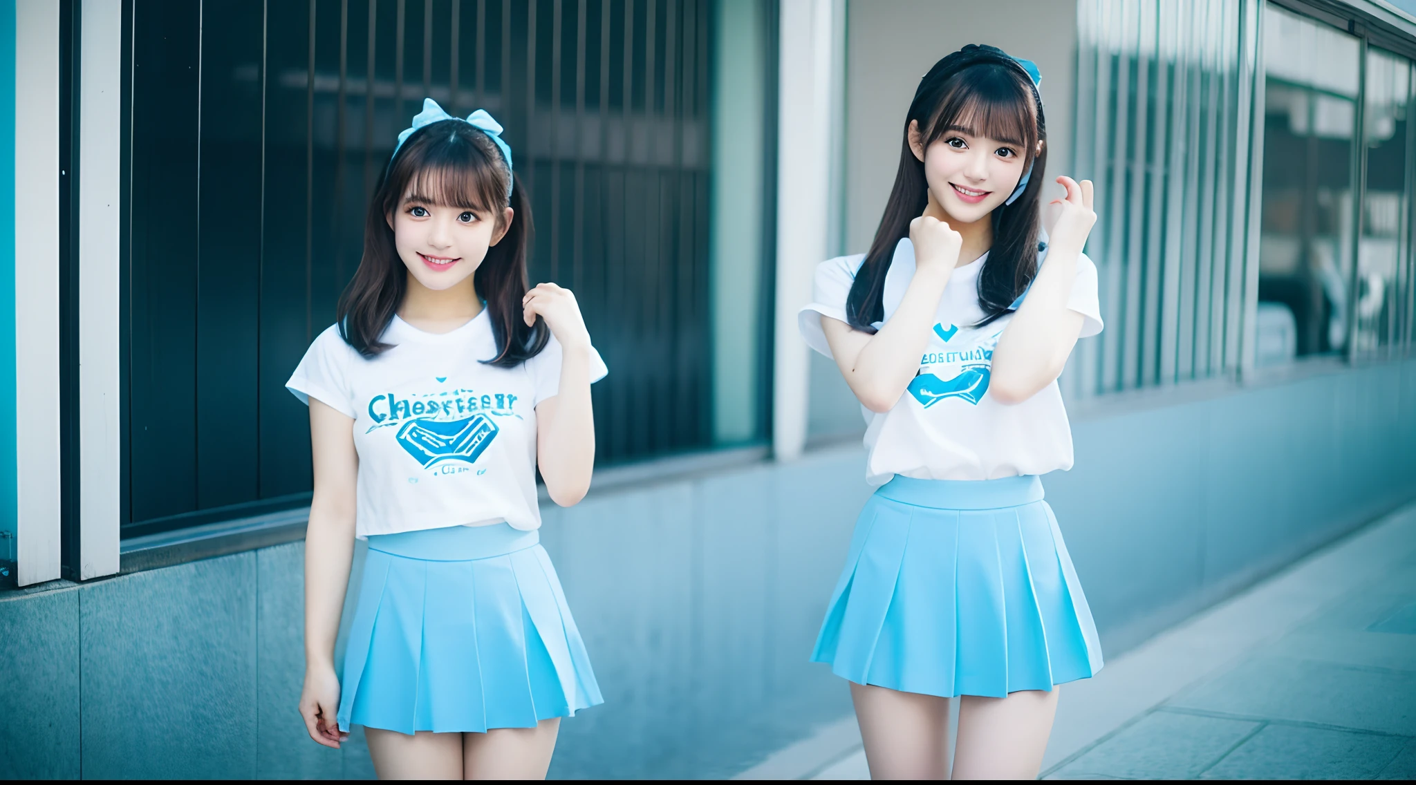 Cheergirl in a light blue miniskirt 18 years old（E-cup）