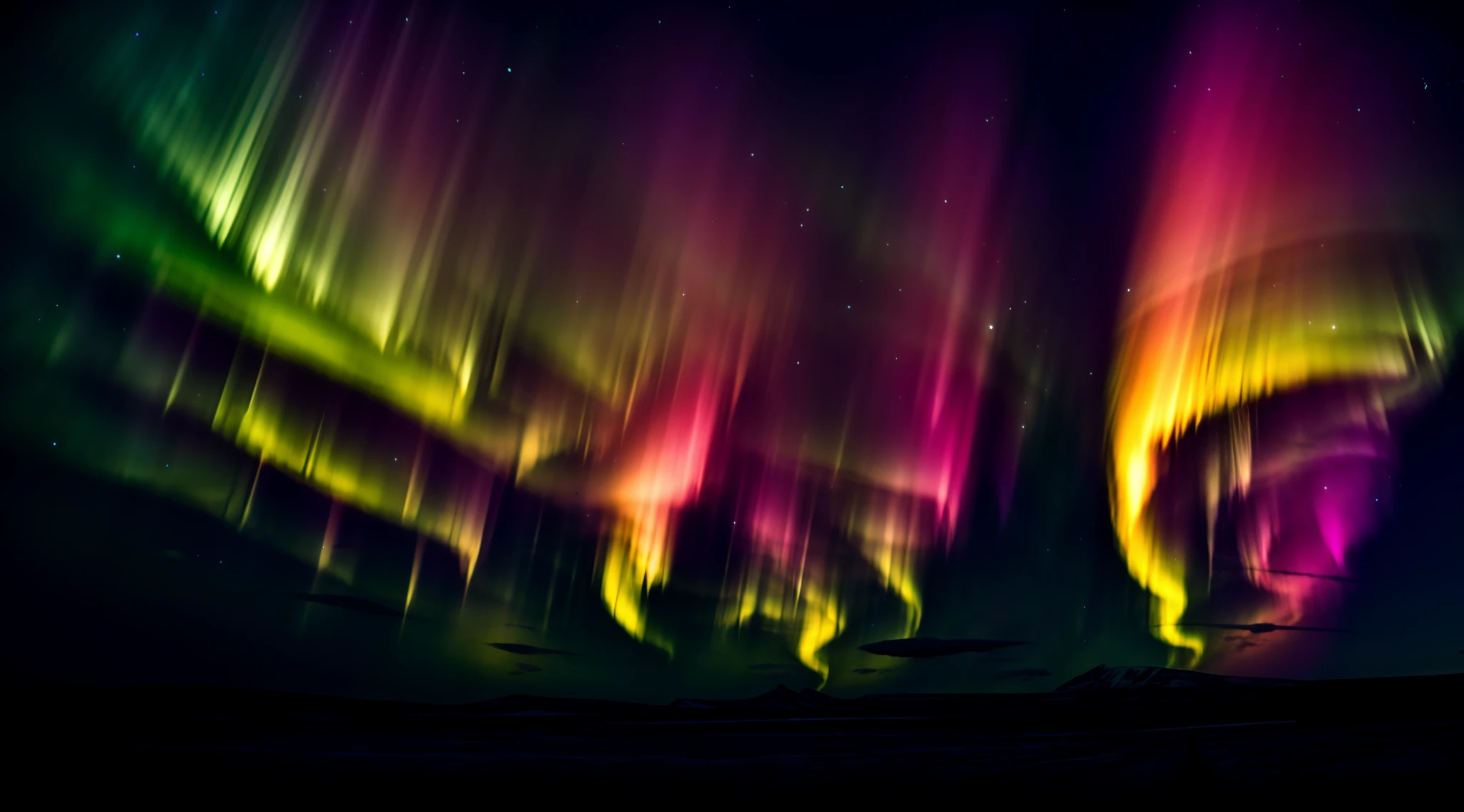 Brightly colored auroras illuminate a mountain and a lake, aurora borealis, Northern Lights, National Geographic photo, with aurora borealis in the sky, dramatic aurora borealis, Inject the Northern Lights, national geographic photo”, rainbow aurora, with aurora borealis in the sky, with aurora in the sky, breathtaking colors, breathtaking lights, northern lights background, national geographicphoto,Electricity light,ori and the will of the wisps