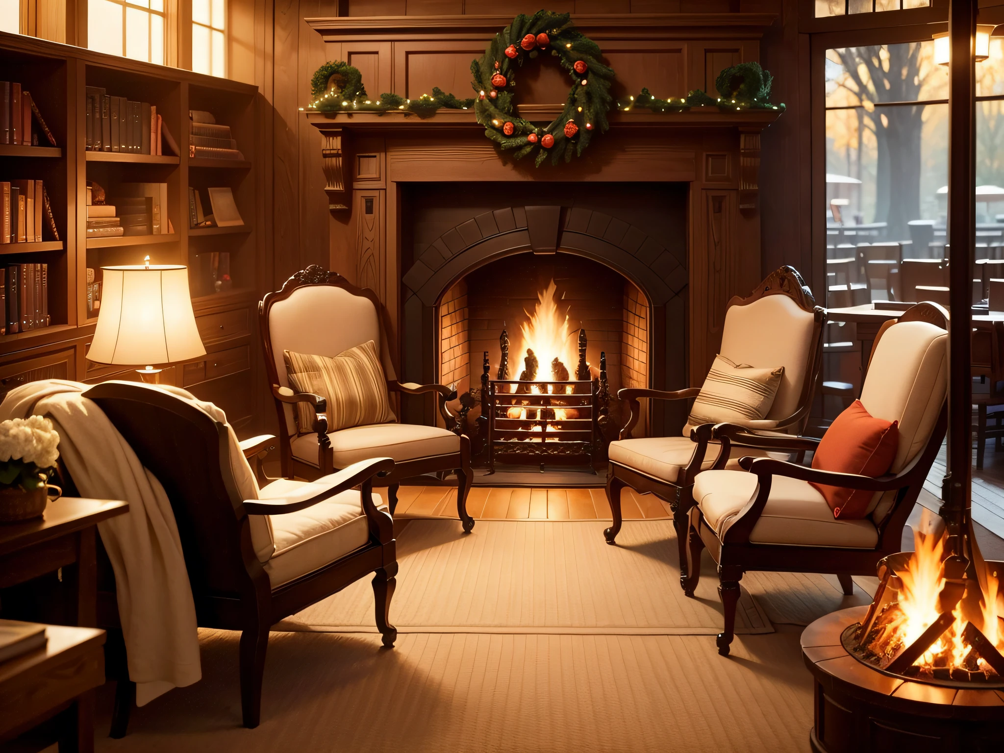Fireside Reading Retreats: Libraries or bookstores with fireplaces, offering a cozy ambiance during colder seasons.