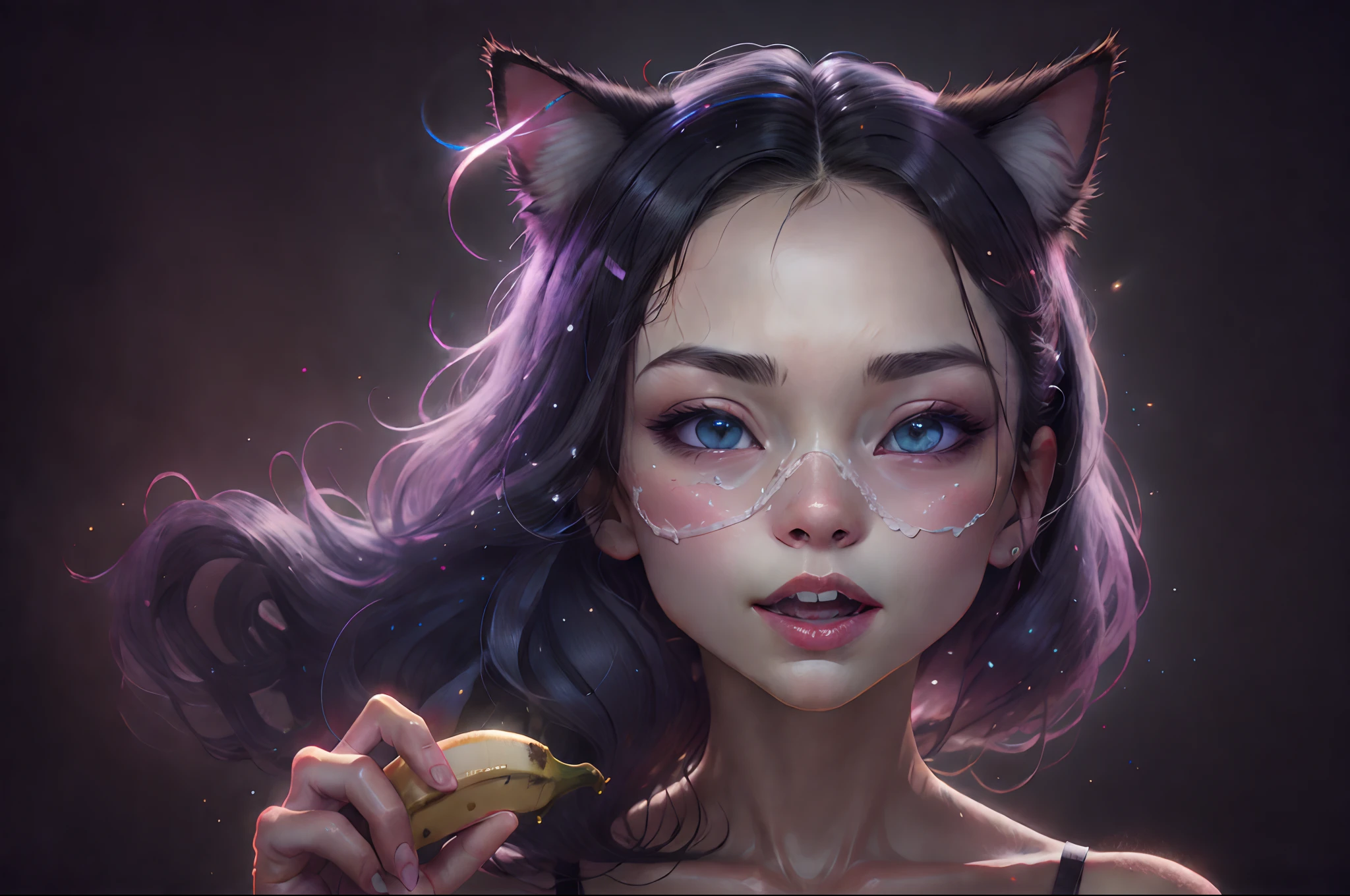 Banana with cat face
