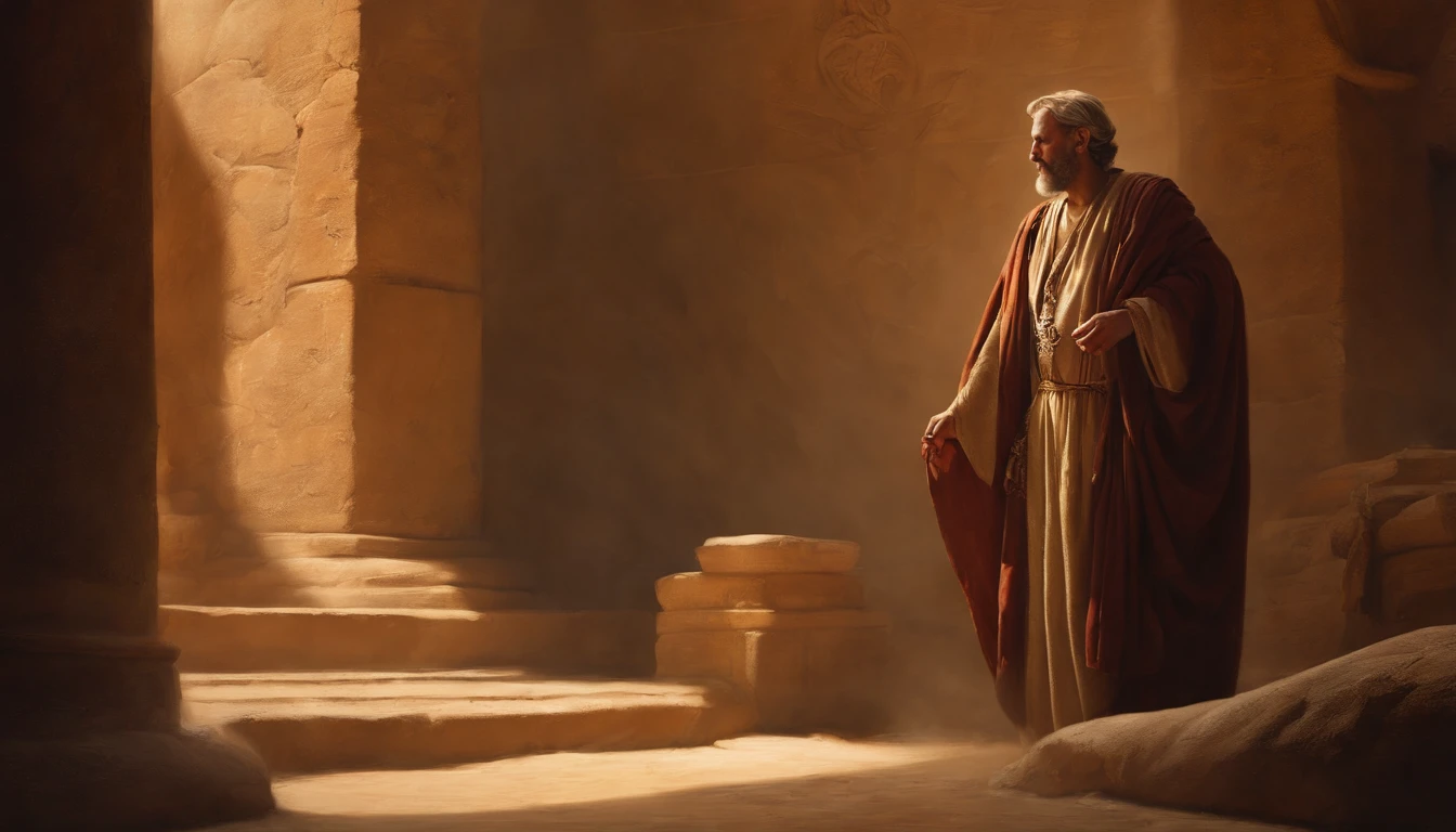 Jeremiah calls the Israelites to repentance, The Cry of the Prophet,Gatherings with large numbers of people, papyrus,Weathered parchment,Old gowns,,History reference,High-quality artwork and details,Realistic portrait style,Subtle color palette,vibrant background,natural textures,Deep Shadows,Subtle highlights,Historical accuracy,meticulous attention to detail,Emotional depth and intensity,Authentic Representation,Thought-provoking,Spiritual atmosphere,A Sense of Ancient Wisdom,Profound impact