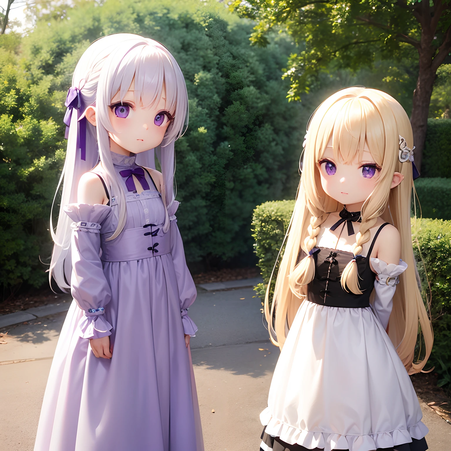 Cute s、long、pale blond hair、Purple Eye、Princess、The Darkness
