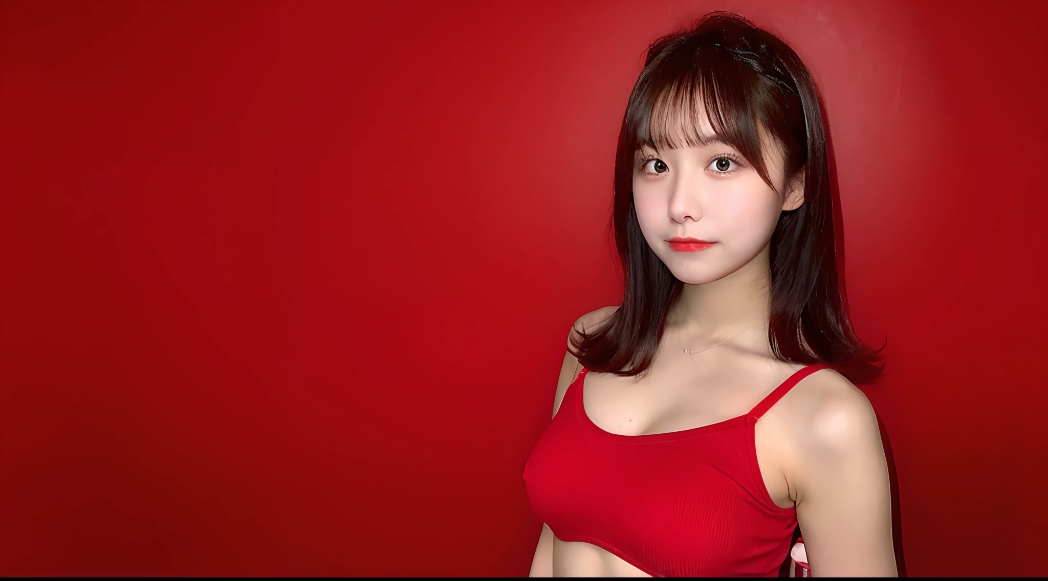 18-year-old cheergirl in a reddish miniskirt（F Cup Breast）