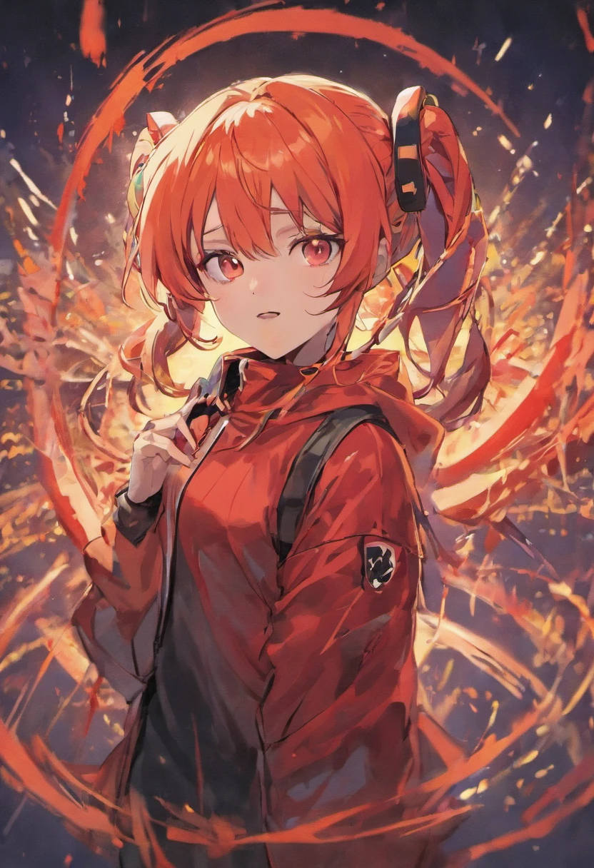 , ichigo kurasaki, 1man, Jester, black and red clothing, hair collour light orange, Goagles, headphones, bleach