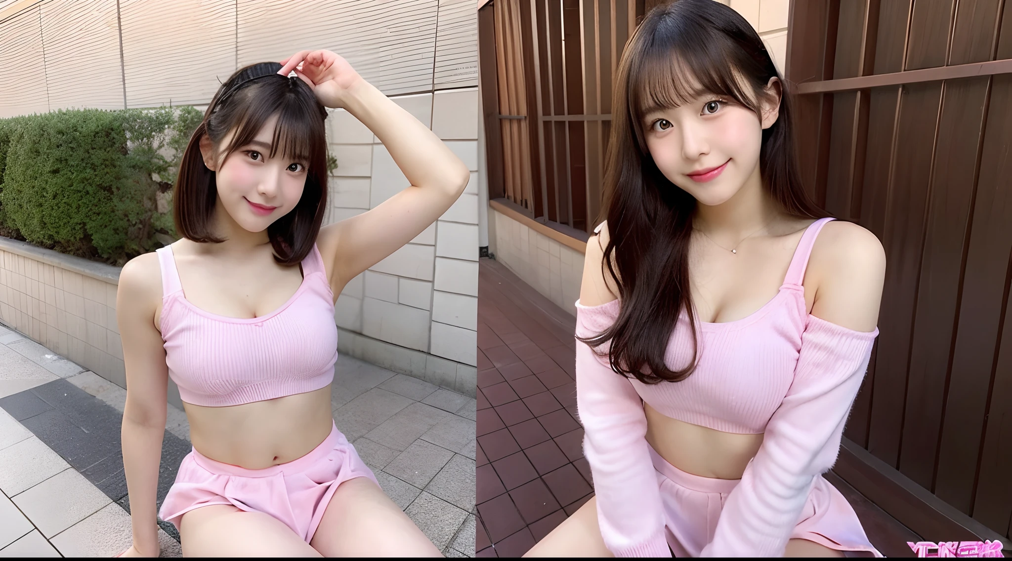 18-year-old cheergirl in a pink miniskirt(E Cup Breast)