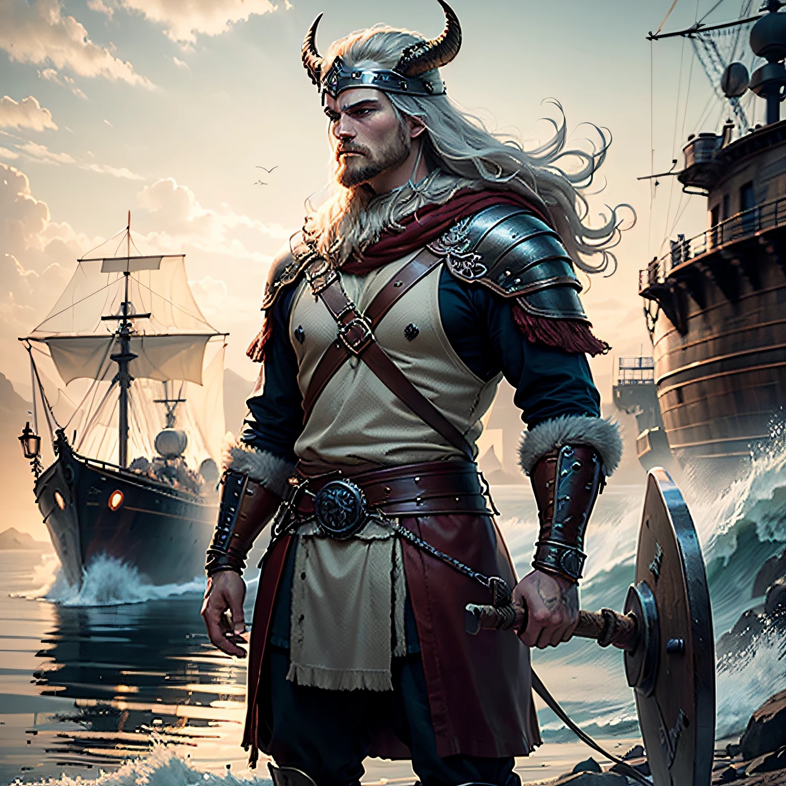 Picture a group of Viking warriors clad in their distinctive attire, standing proudly before a ship on a misty northern shore. These fierce Norsemen are known for their fearsome reputation in battle. Yet, contrary to popular belief, they do not wear horned helmets. Their helmets are simple, practical designs made of metal, featuring a protective skullcap but devoid of horns. The Vikings' true symbols of strength lie in their sturdy shields, mighty axes, and unyielding spirit. As they prepare to set sail on their longships, their determination and warrior ethos shine through, revealing a story of exploration, conquest, and cultural richness that extends far beyond the mythical horned helmets