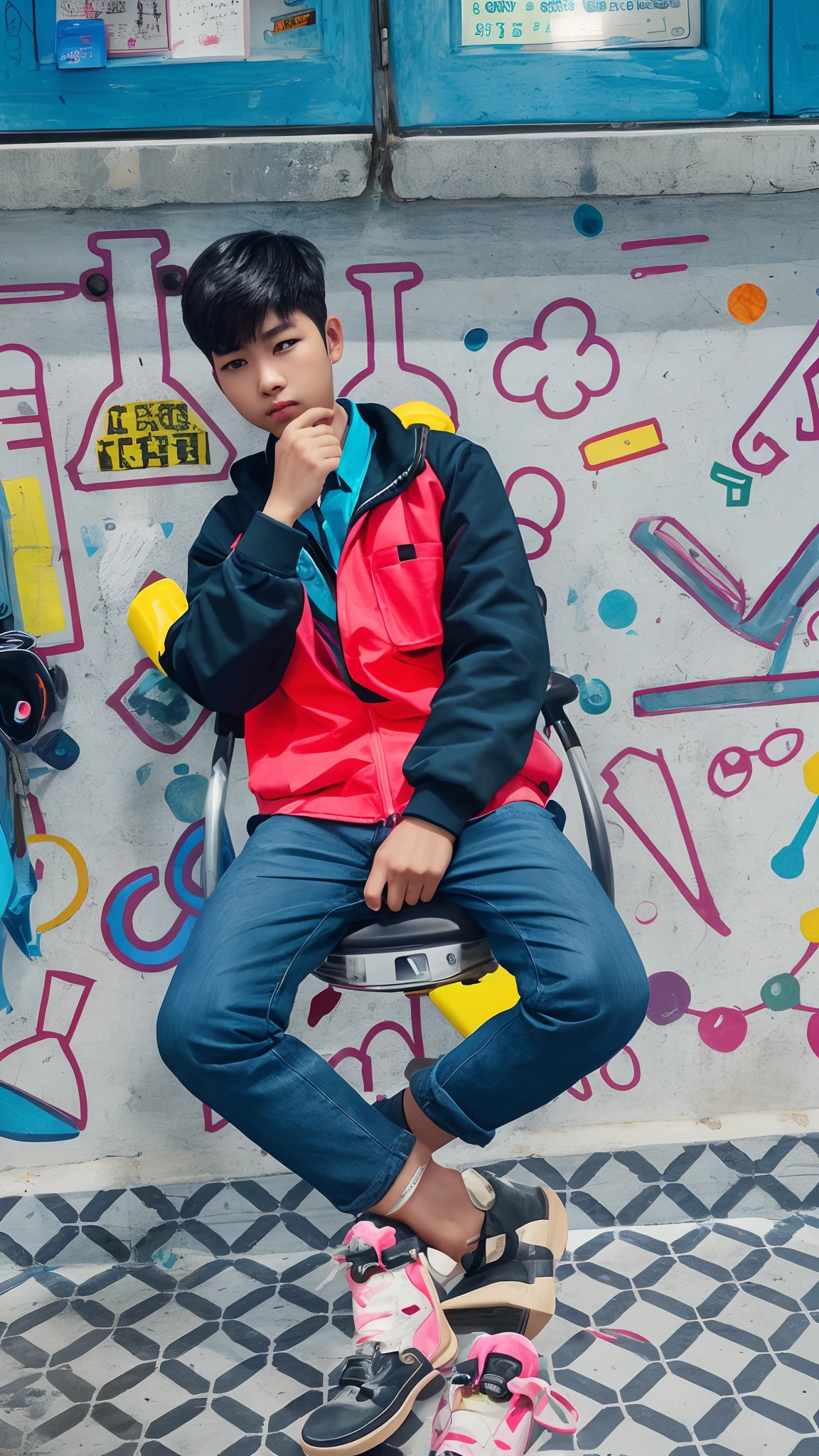 Chang baground smart boy neon baground realistic
