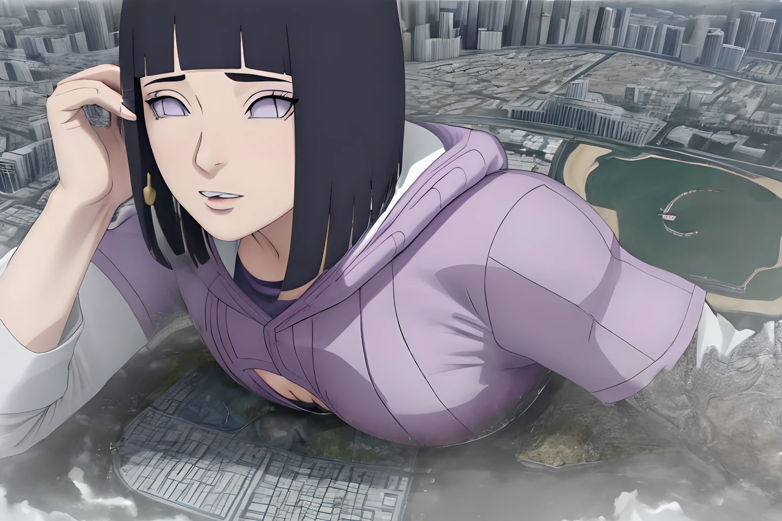 Black hair, big breast, large ass , naked , Hinata , horny face , classic tattoo,