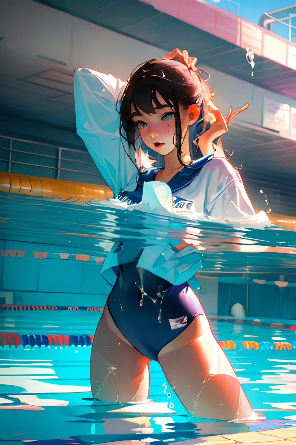 excessive cum,school swim