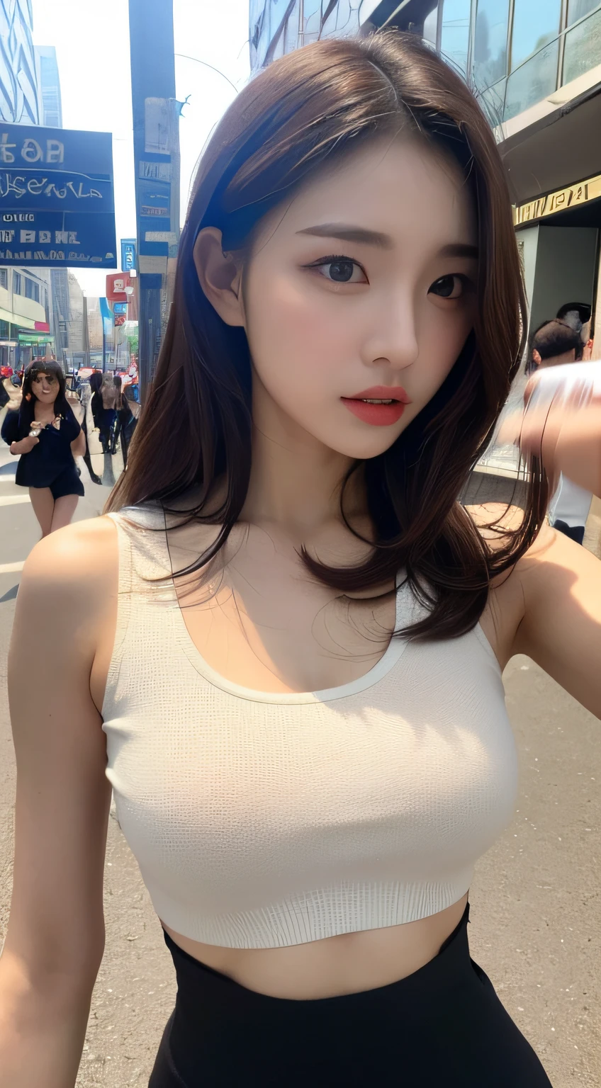 Indonesian girl 20-year-old  Hairstyle Casual, F Cup Breasts with   wearing  casual uptown at park