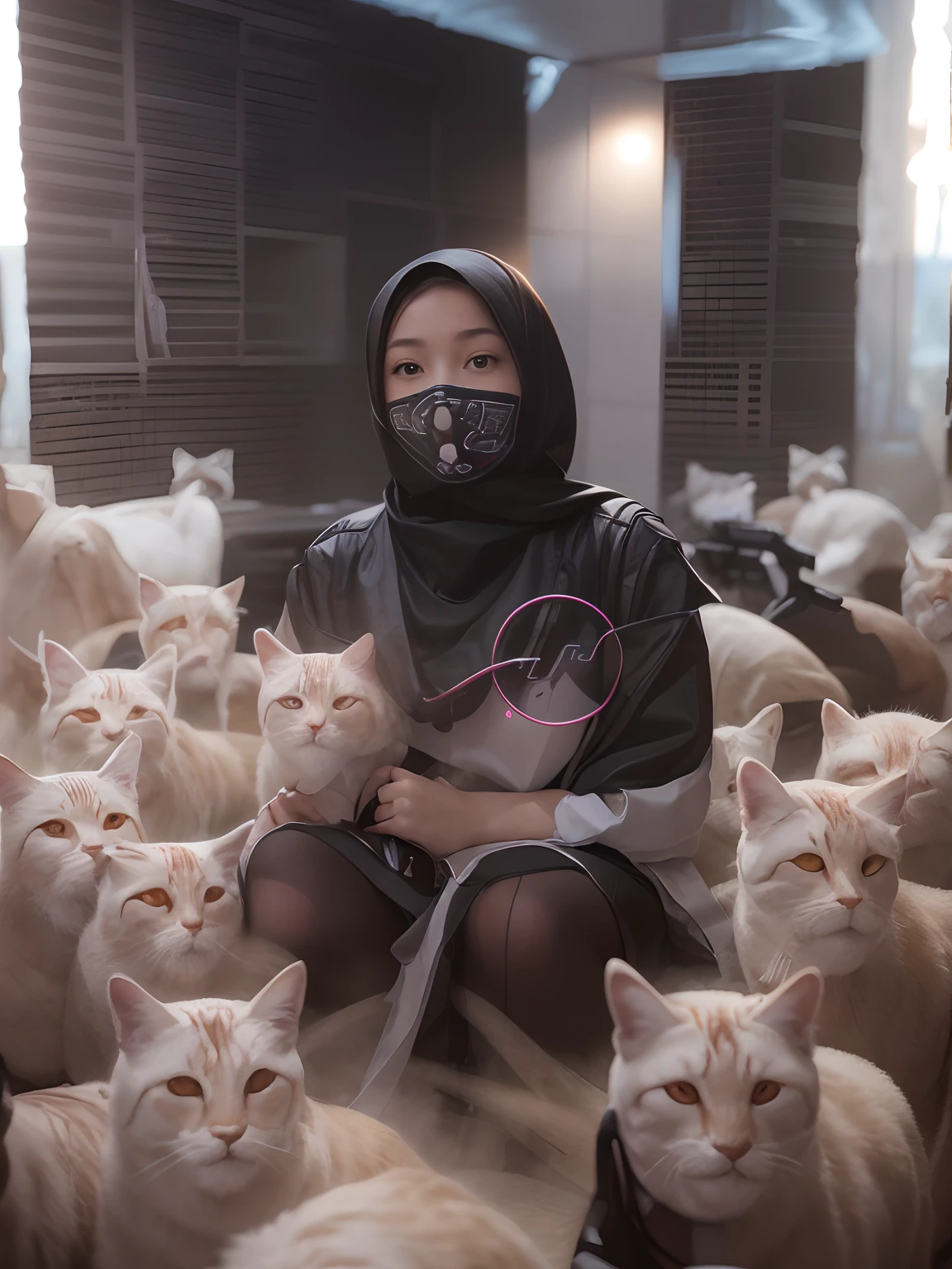 Highest image quality, outstanding details, ultra-high resolution, (realism: 1.4), the best illustration, favor details, highly condensed 1girl, with a delicate and beautiful face, dressed in a black and fuschia mecha, wearing a mecha helmet, holding a directional controller, riding on a motorcycle, the background is a high-tech lighting scene of the future city.