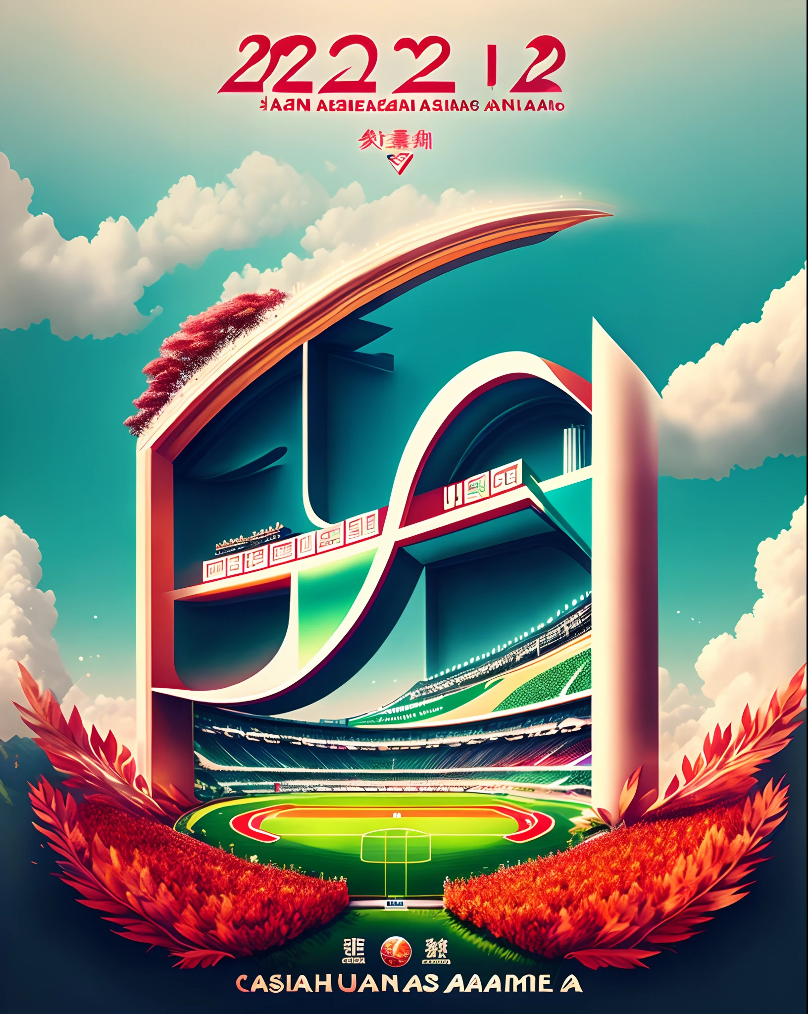 2022 Hangzhou Asian Games poster sports field elements