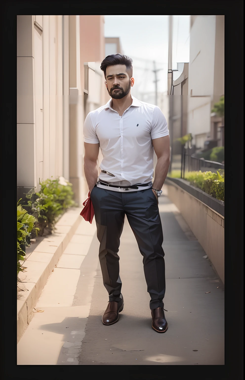 Wear formal suit change background in hi tech city wit realistic face in 4k ultra