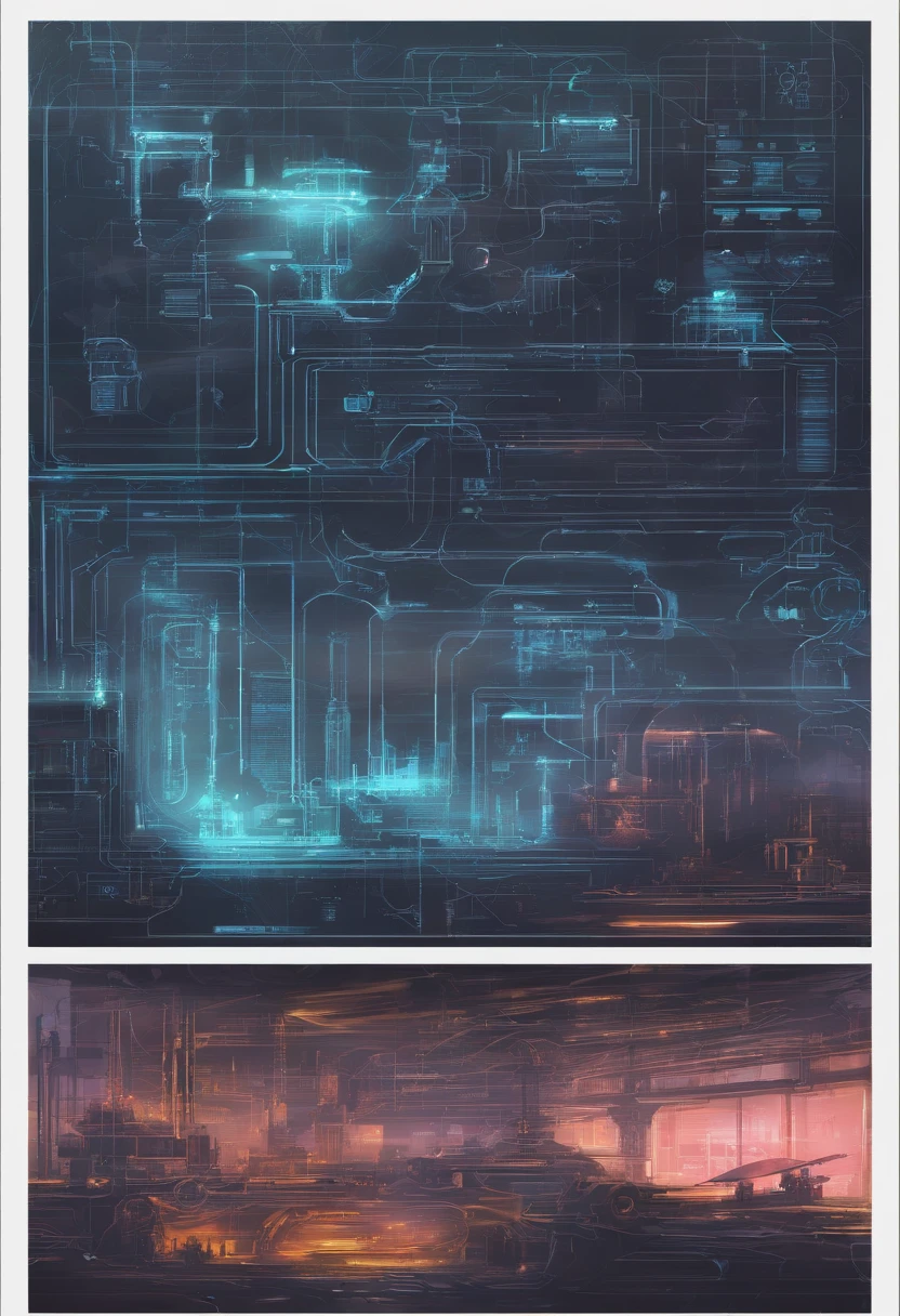 Simple background, hi-tech Industrial factory hologram