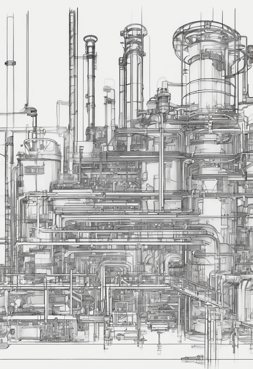 Cyber physical digital hologram of industrial factory. No other objects beside hologram is included.
