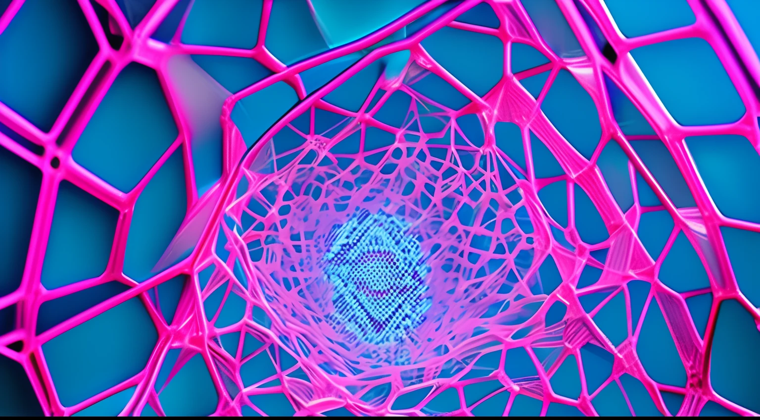 a close up of a blue and pink background with a pattern, immersed within a network, connectivity, connectedness, interconnected, connections, interconnections, abstract art representing data, by Adam Marczyński, digital nodes, by Julian Allen, network, mesh structure, connecting lines, neon virtual networks, by Matt Cavotta
