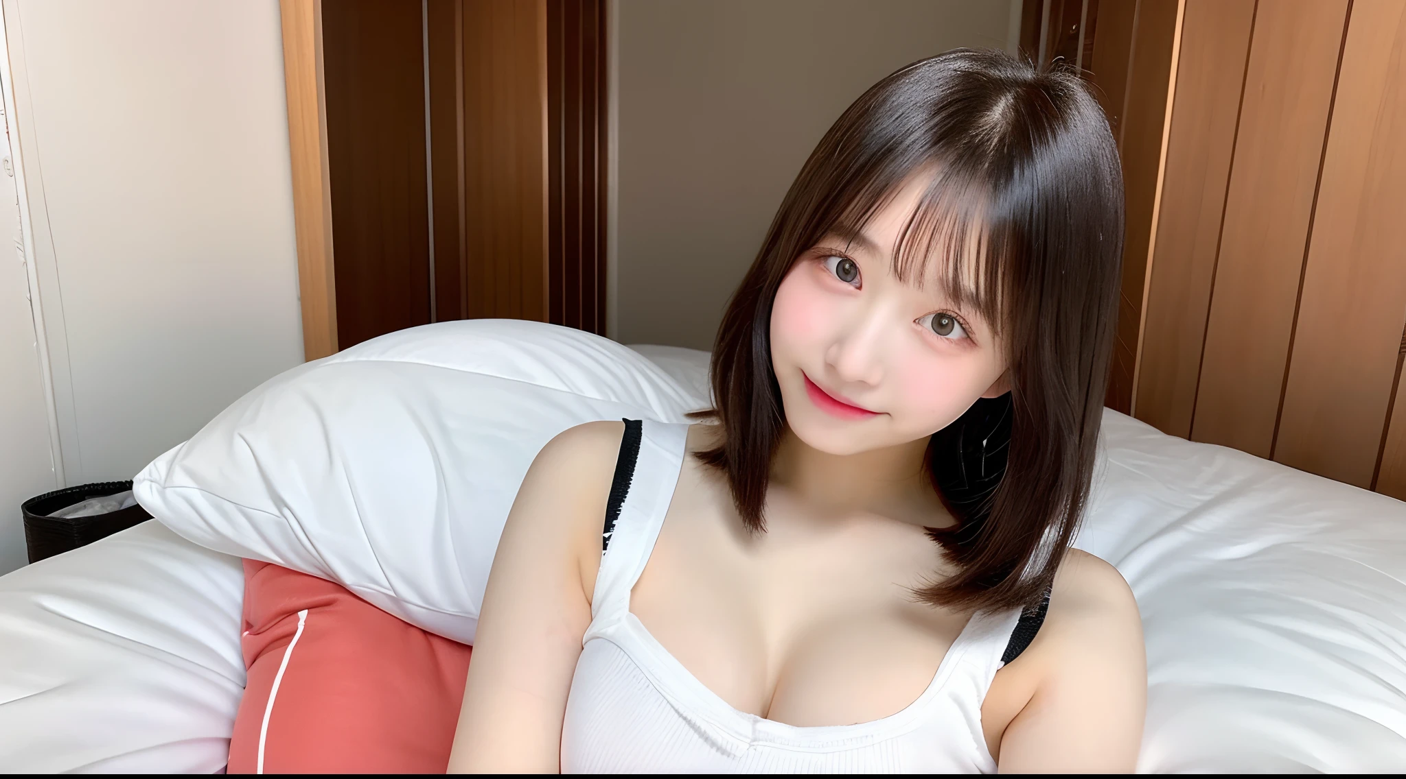 18-year-old cheergirl in a white miniskirt（E Cup Breast）