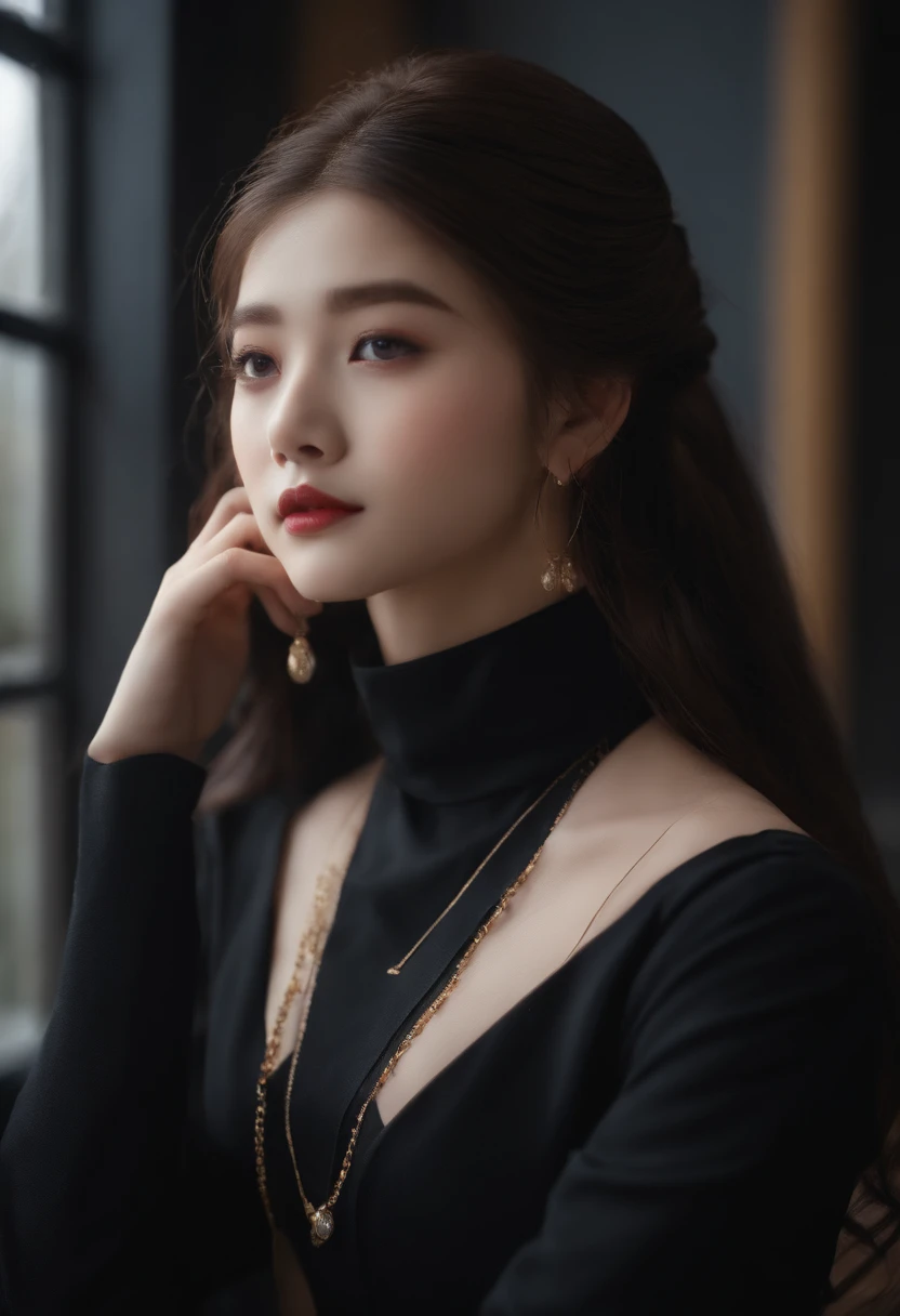 the hair,Black clothes,Girls give lectures in classrooms。