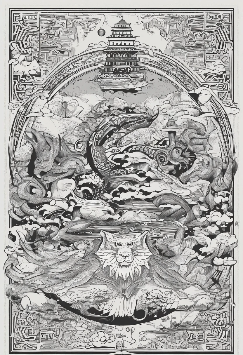 Noisy record covers，Chinese mythical creatures，drak