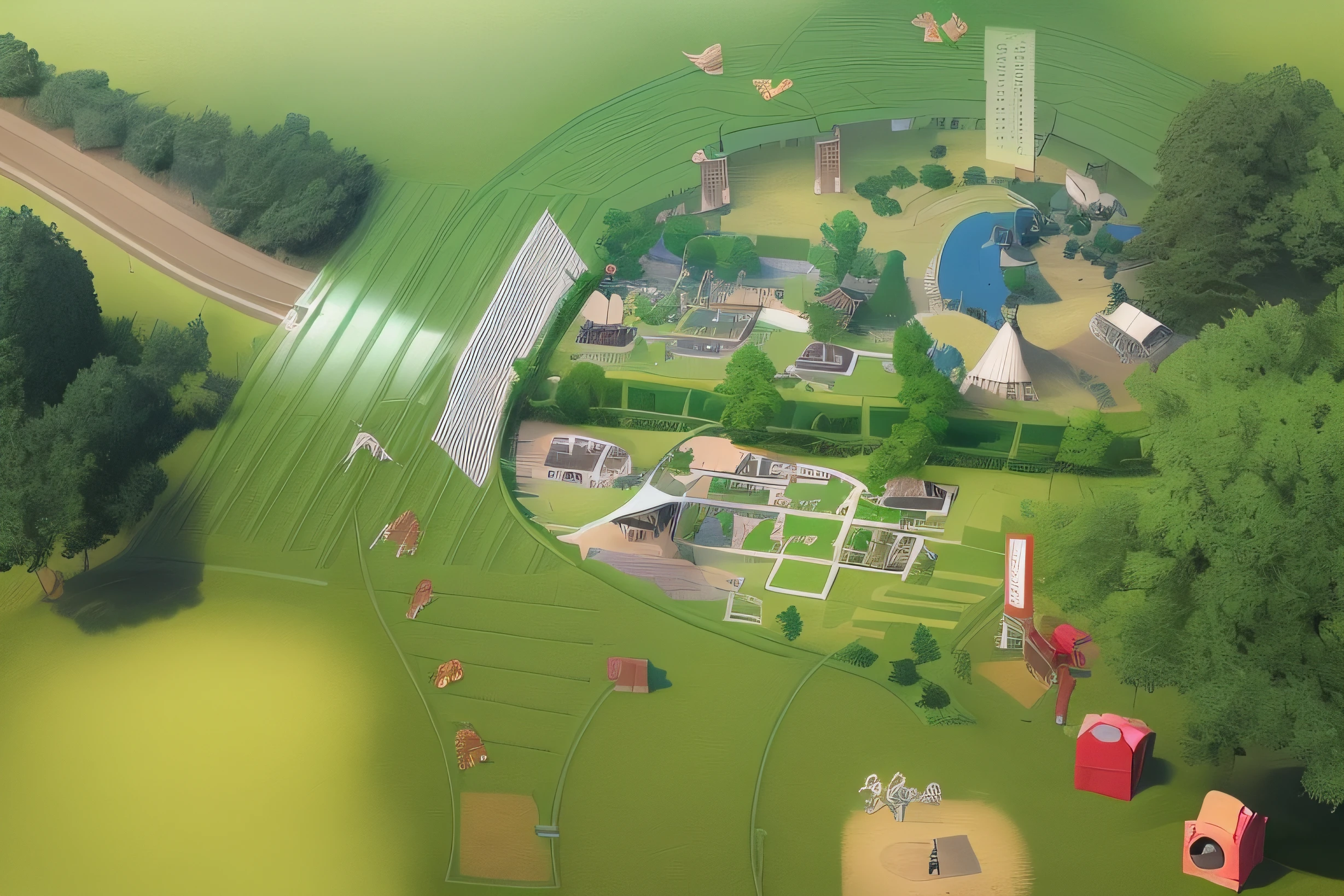 According to the picture,Create a bird's-eye view of your campsite plan。