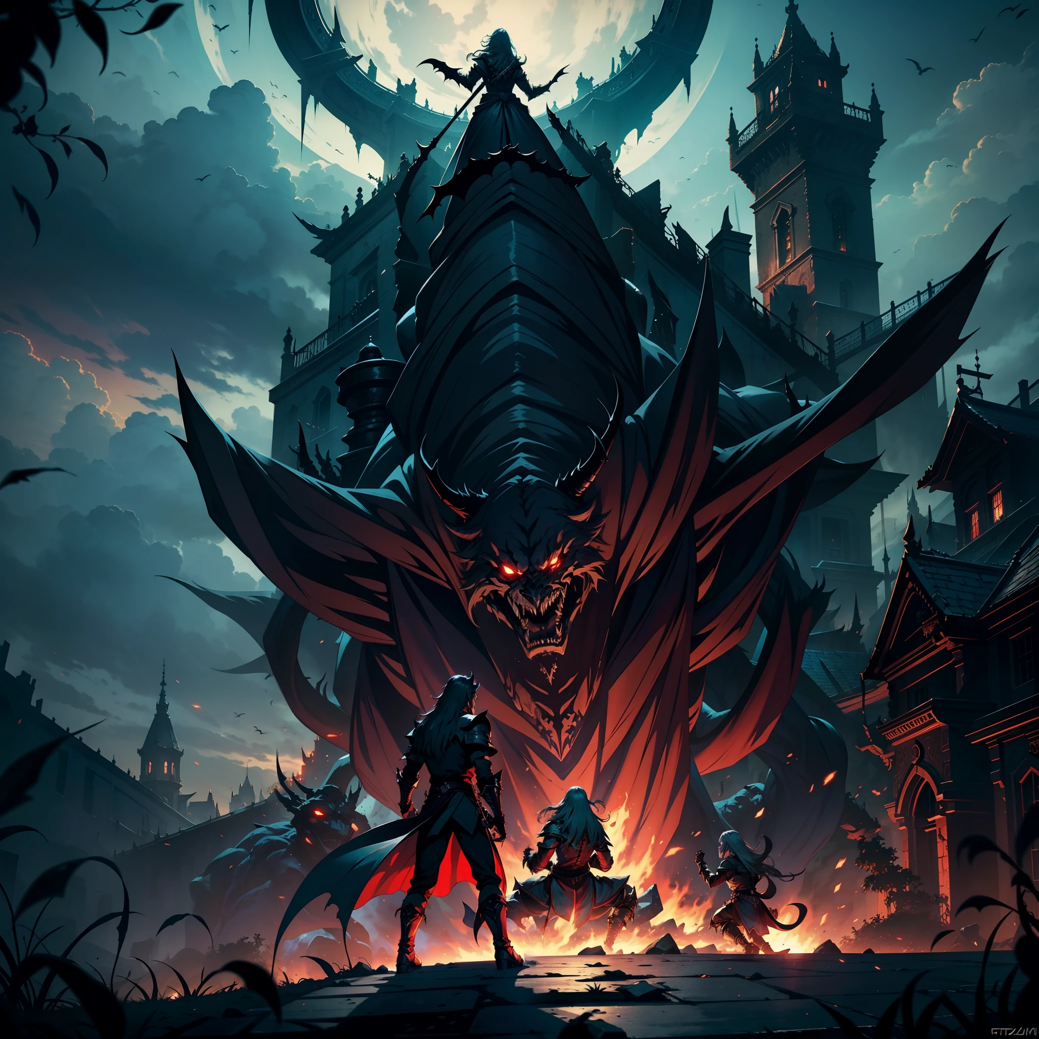 Castlevania Hyper Realistic Shadow Demons Feast Celebrating Their Victory Wide Environment Sharp Details Cinematic Scenes Epic Movie Legendary Movie Hyper Realistic Movie Different Movie Angle of View