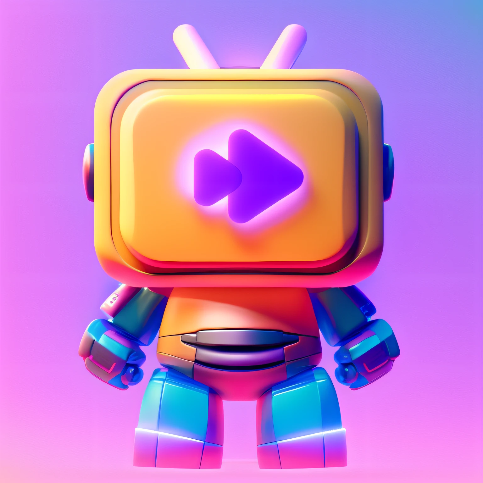 There is a pink robot,There is a purple screen on it, 3 d icon for mobile game, tintoy characterdesign robot, toonix character, 3d kid robot, Bot icon, twinmotion render, animation style render, Blocky, game icon stylized, pink iconic character, video game render, video game icon, icon for an ai app, videogame 3d render