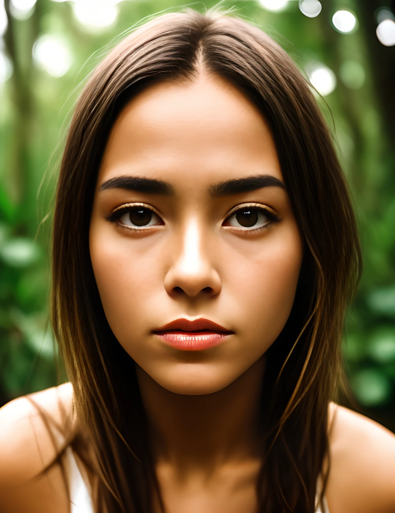 woman,Jungle,, RAW candid cinema, 16mm, color graded portra 400 film, remarkable color, ultra realistic, textured skin, remarkable detailed pupils, realistic, visible skin detail, skin fuzz, dry skin, shot with cinematic camera