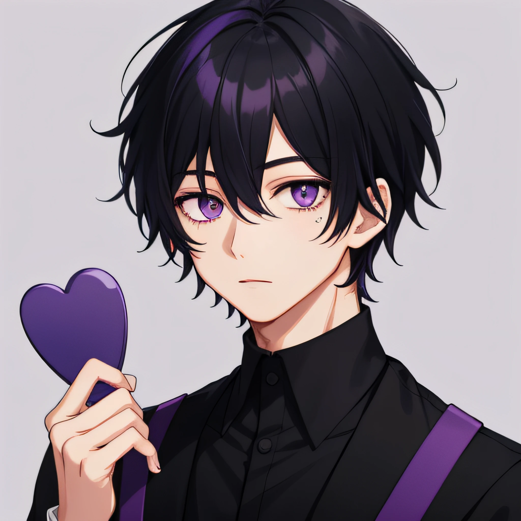 1boys,Black hair,Purple pick dye,Purple-eyed