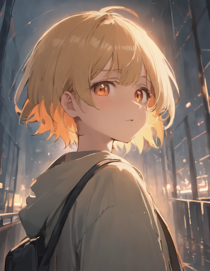 schoolboy，with short white hair，orange eyes，with brown skin，There is a white scar on the bridge of the nose，Windproof eyepieces on the head