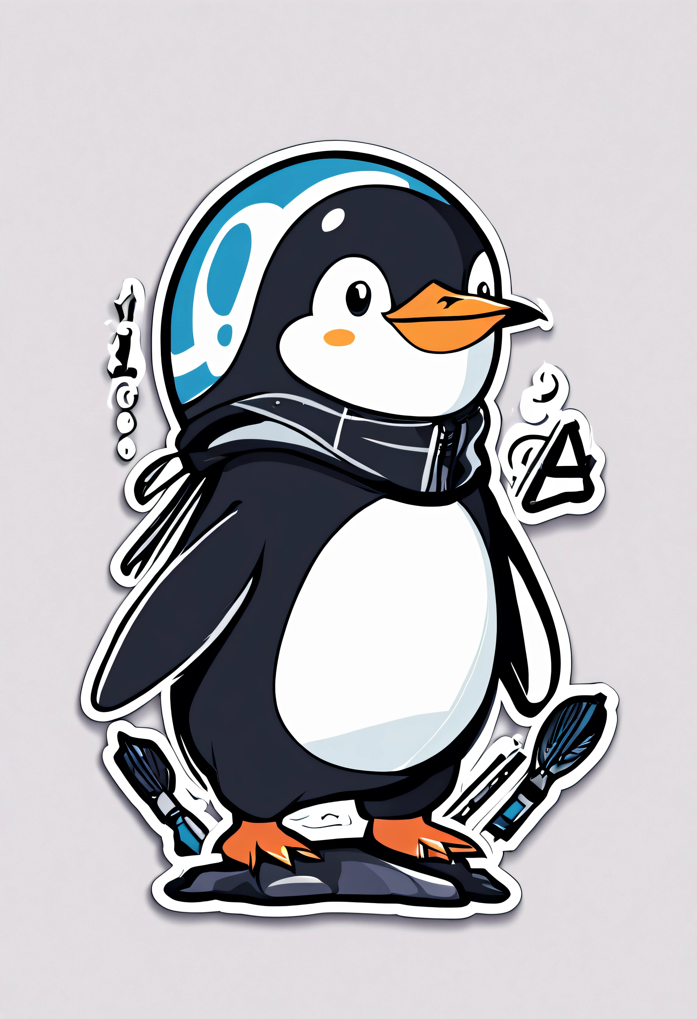 ((a sticker))、Illustration Design、Vector image、Anthropomorphic penguins、PUNK ROCK、Trashcore