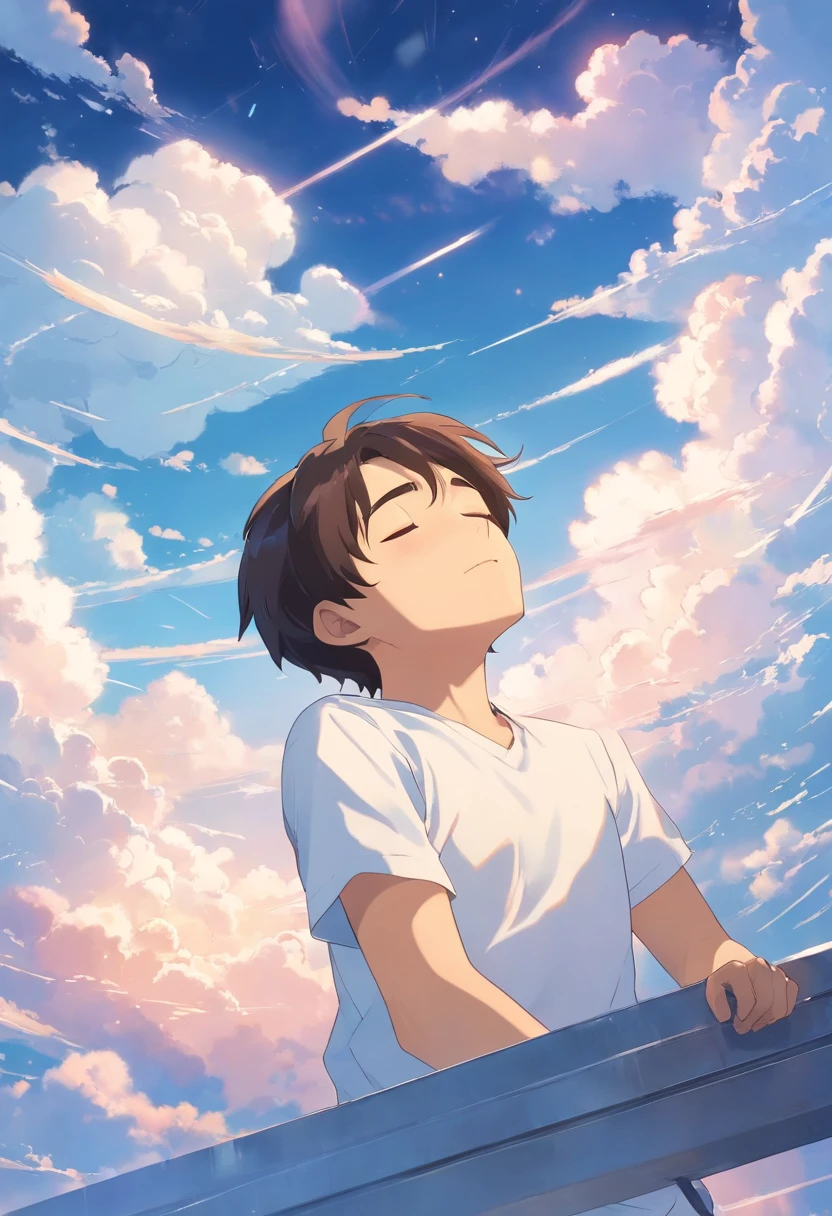 Sleeping on the clouds, Boy in white shirt