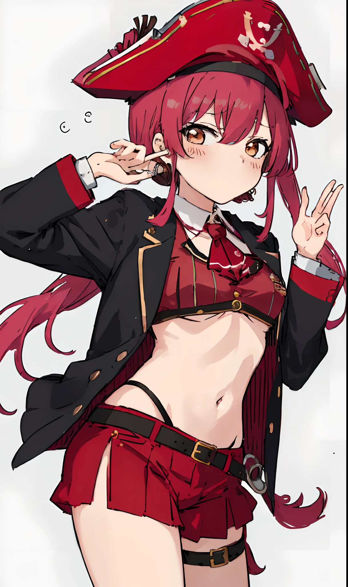 tchibi、1girl in, masutepiece,  Best Quality,  High quality, Marine, a pirate, Pirate Hat,