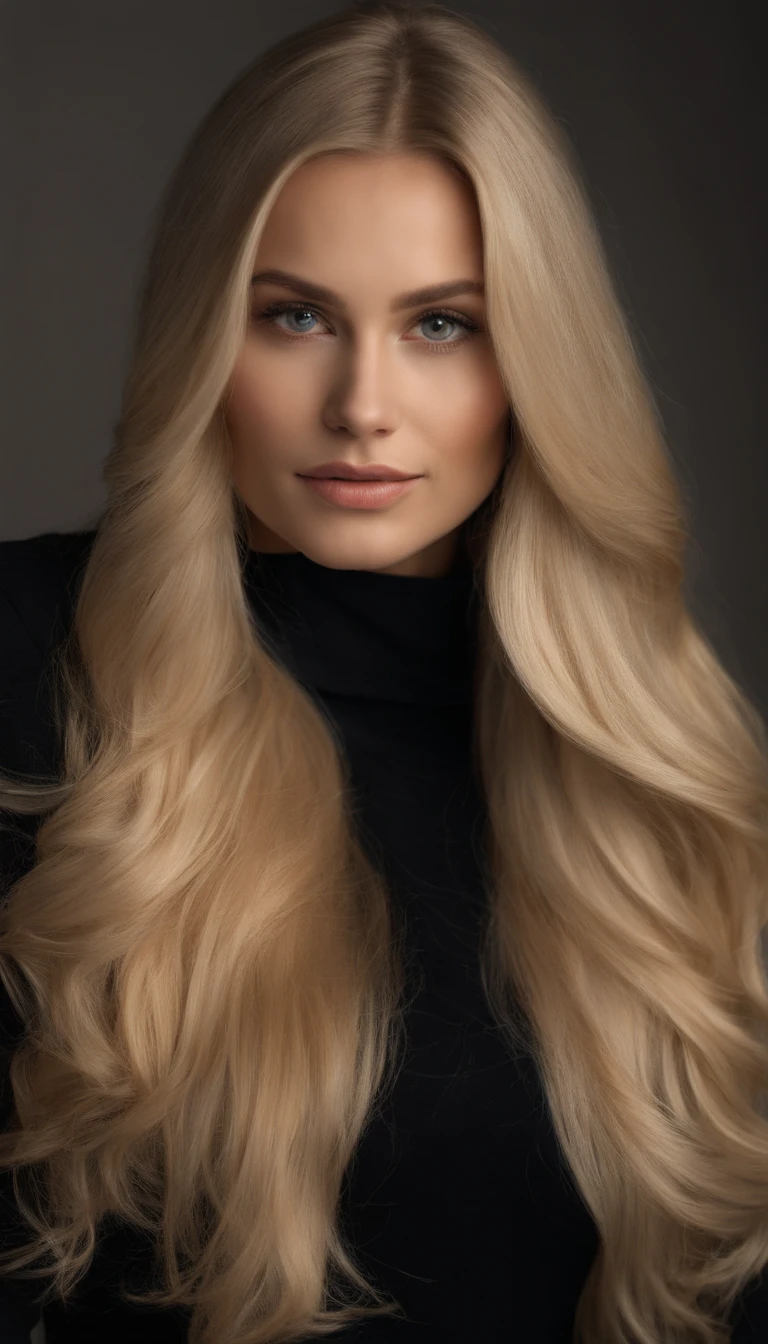 blond woman with long hair and black turtle neck top posing for a picture, beautiful blonde girl, soft portrait shot 8 k, a girl with blonde hair, blonde girl, photo of a beautiful woman, high quality portrait, beautiful girl model, beautiful model girl, beautiful blonde hair, beautiful young girl, beautiful portrait photo, sleek blond hair, long blonde hair and large eyes