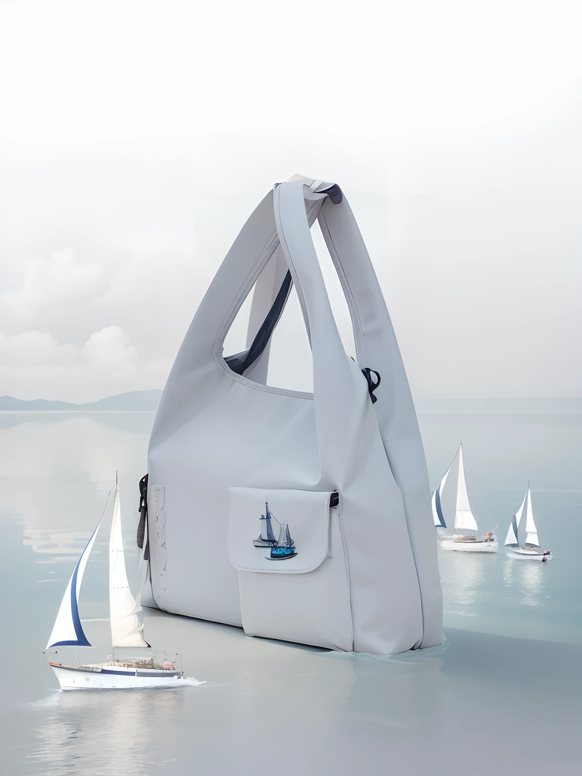 sea surface,Sail ships,backpacks,