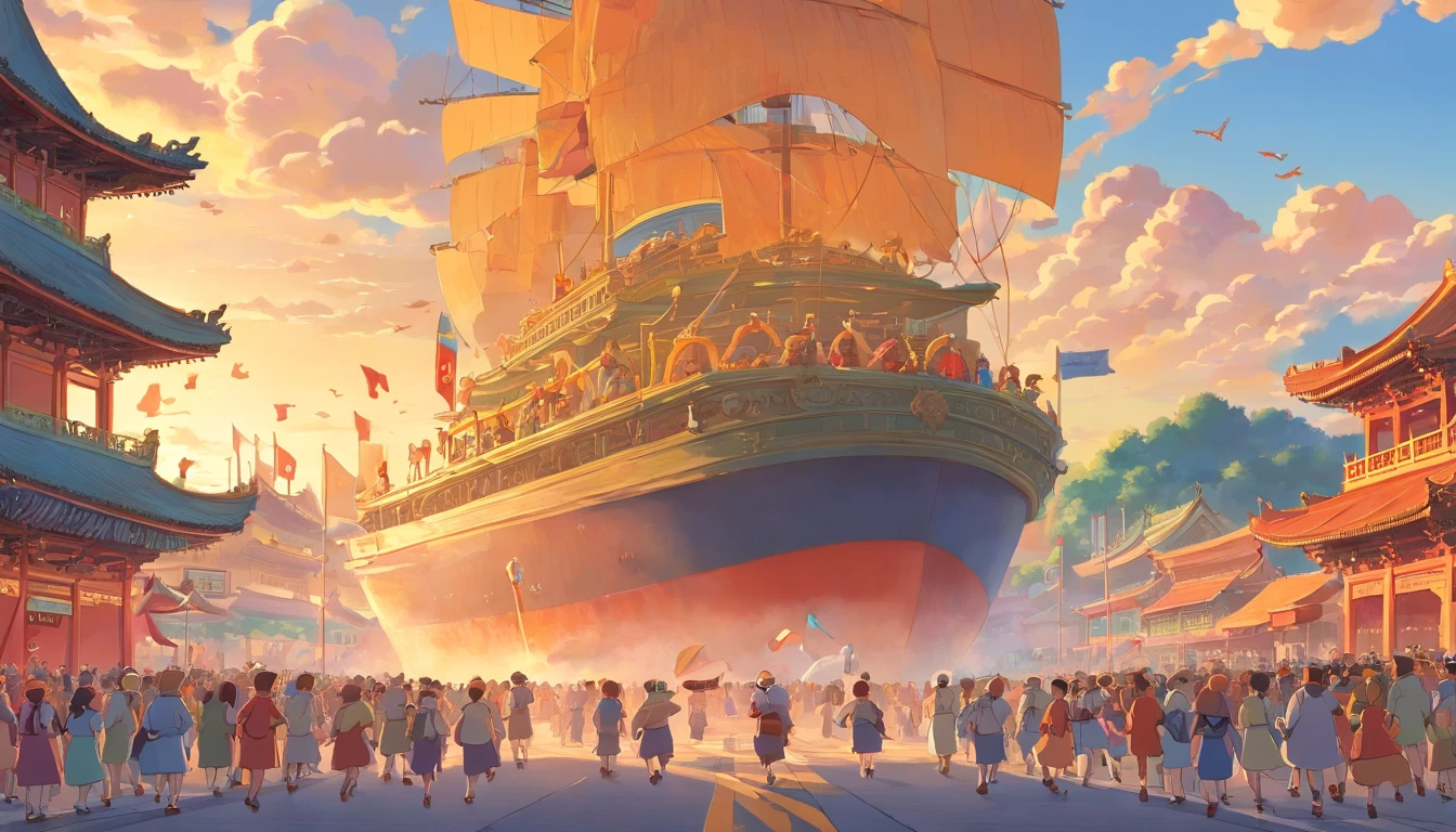 ，Tiananmen square，The book reads, "The party is childish."，Set sail with your dreams"