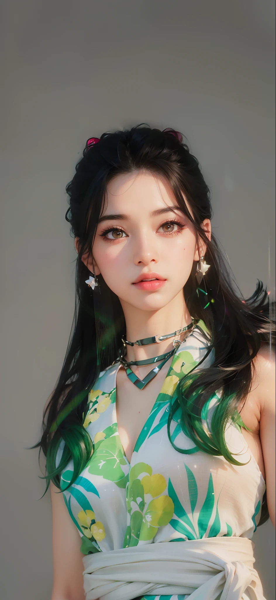(8k, RAW photo, photorealistic:1.25) ,( lipgloss, eyelashes, gloss-face, glossy skin, best quality, ultra highres, depth of field, chromatic aberration, caustics, Broad lighting, natural shading,) looking at viewer with a serene and goddess-like happiness,