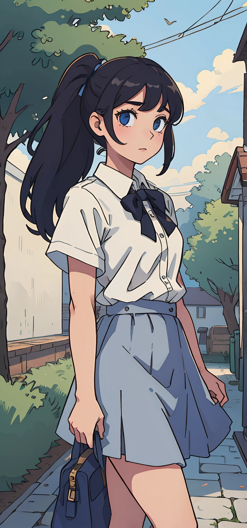 The girl's hands are empty, Without Bag