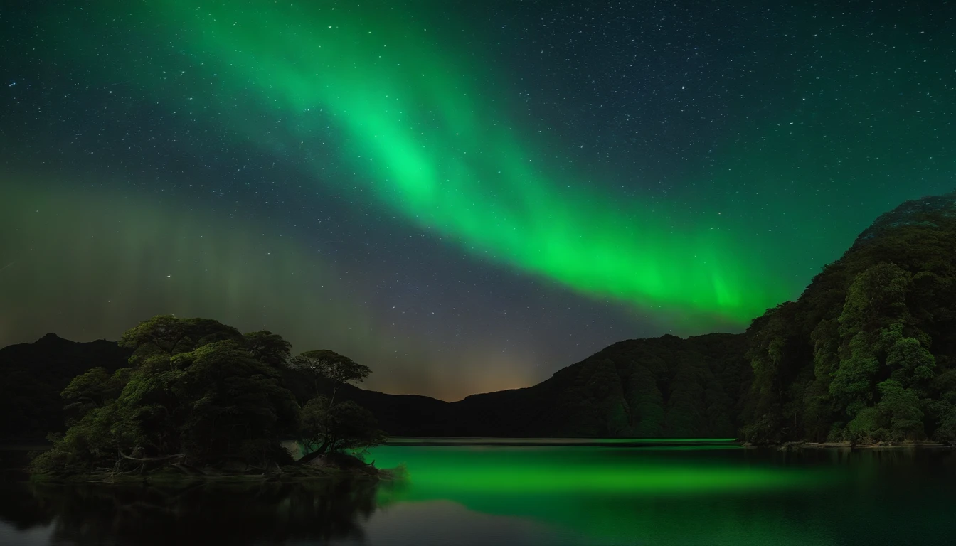 uma caveira colossal que continha um lago majestoso , Cena muito alta qualidade e muito detalhada , octan render, Starry sky , Sonhos , Lua verde gigante , Vaut from the sky , inspiration, imagination